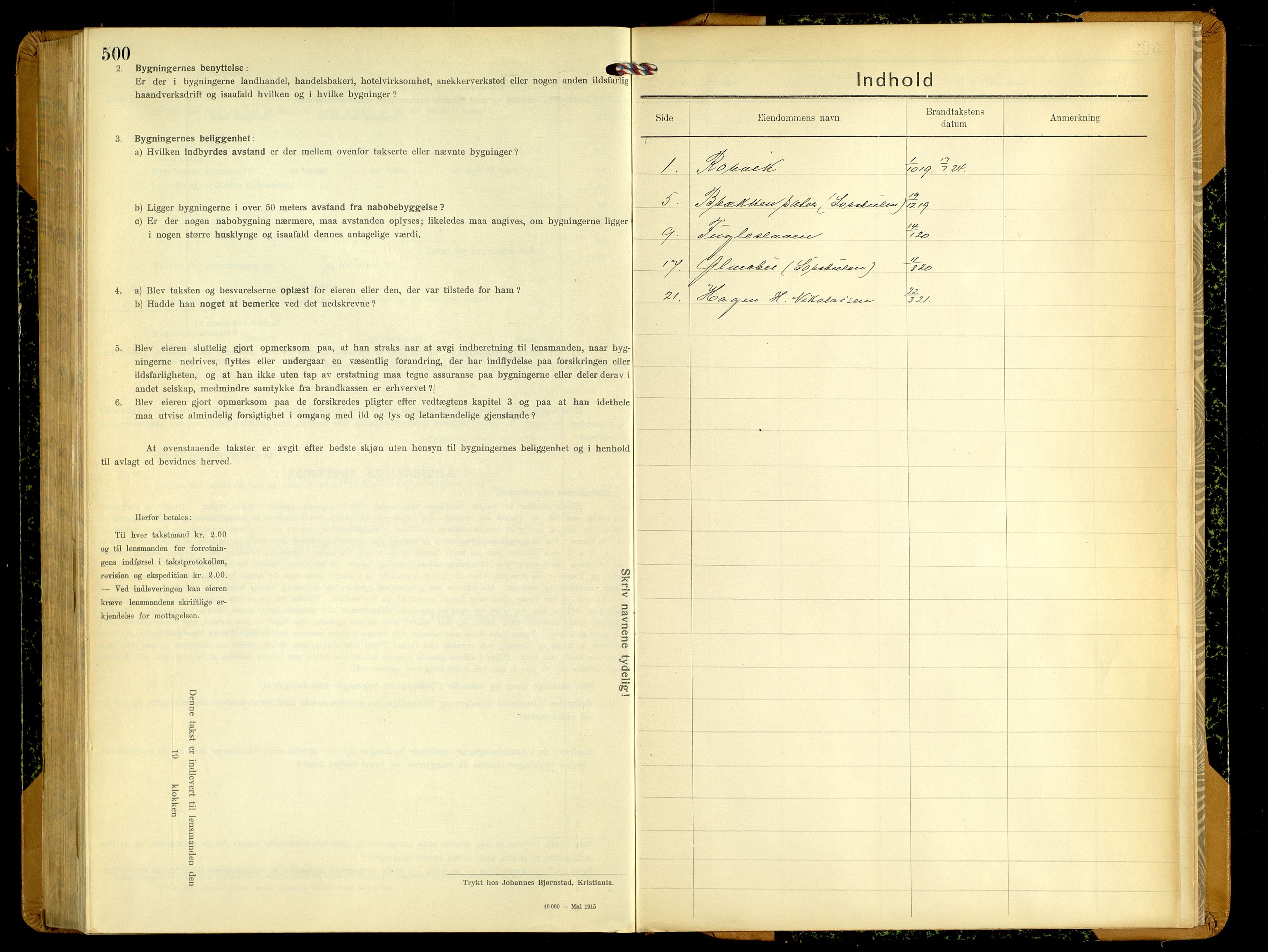 Norges Brannkasse, Ringebu, SAH/NBRANR-037/F/L0006: Branntakstprotokoll, 1919-1955, s. 500