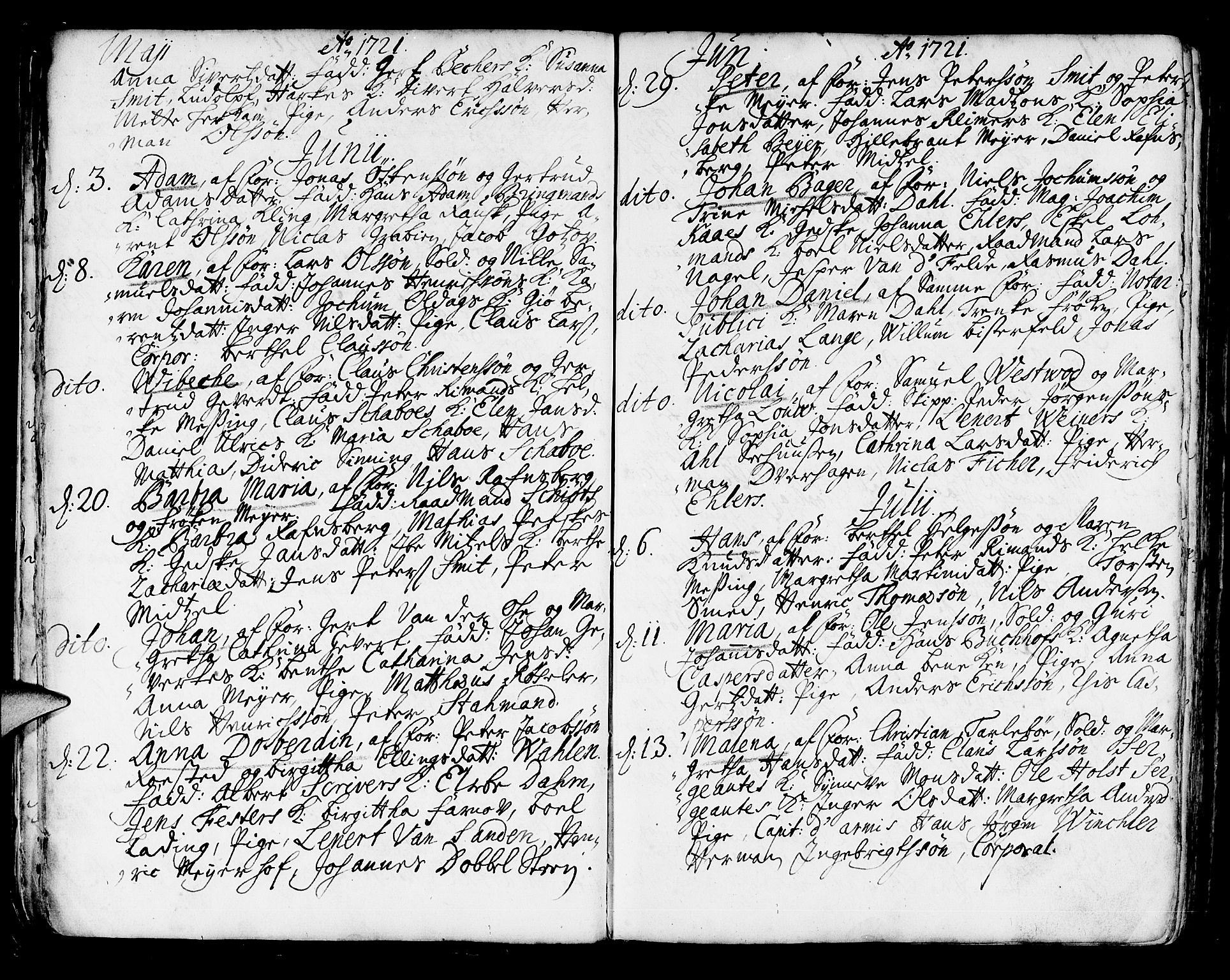 Korskirken sokneprestembete, SAB/A-76101/H/Haa/L0004: Ministerialbok nr. A 4, 1720-1750, s. 15