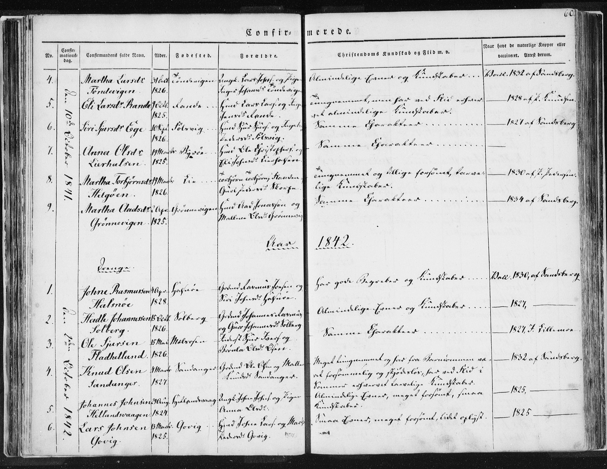 Hjelmeland sokneprestkontor, SAST/A-101843/01/IV/L0007: Ministerialbok nr. A 7, 1834-1850, s. 60