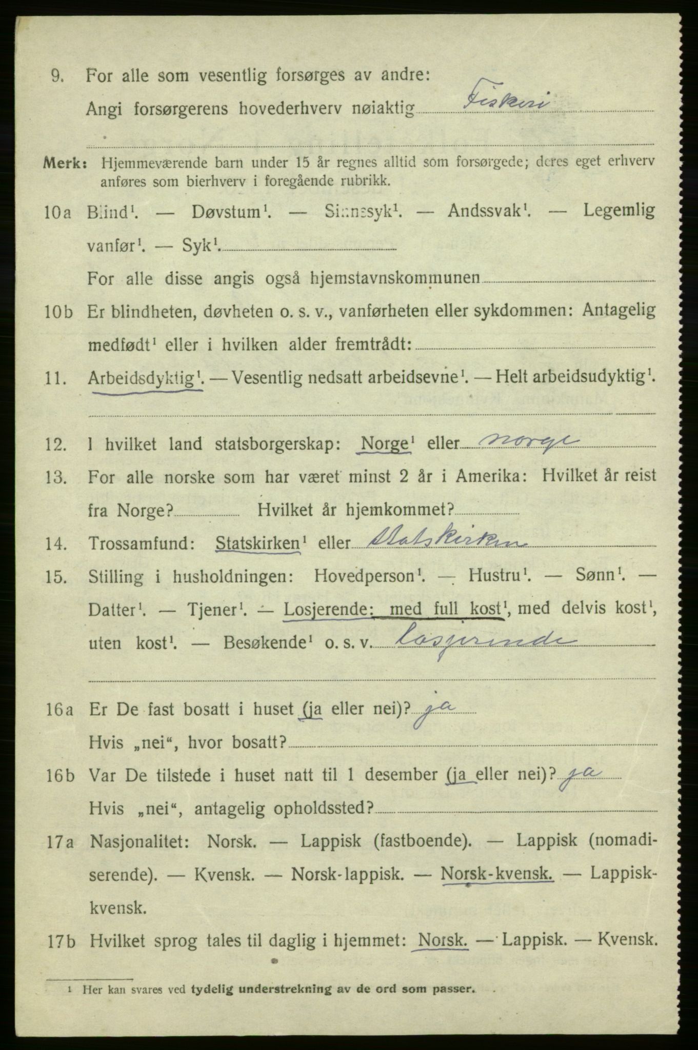 SATØ, Folketelling 1920 for 2013 Talvik herred, 1920, s. 3855