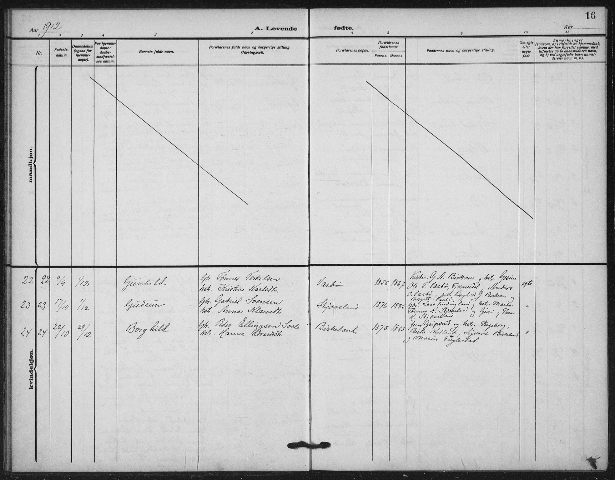 Helleland sokneprestkontor, AV/SAST-A-101810: Ministerialbok nr. A 11, 1909-1922, s. 16