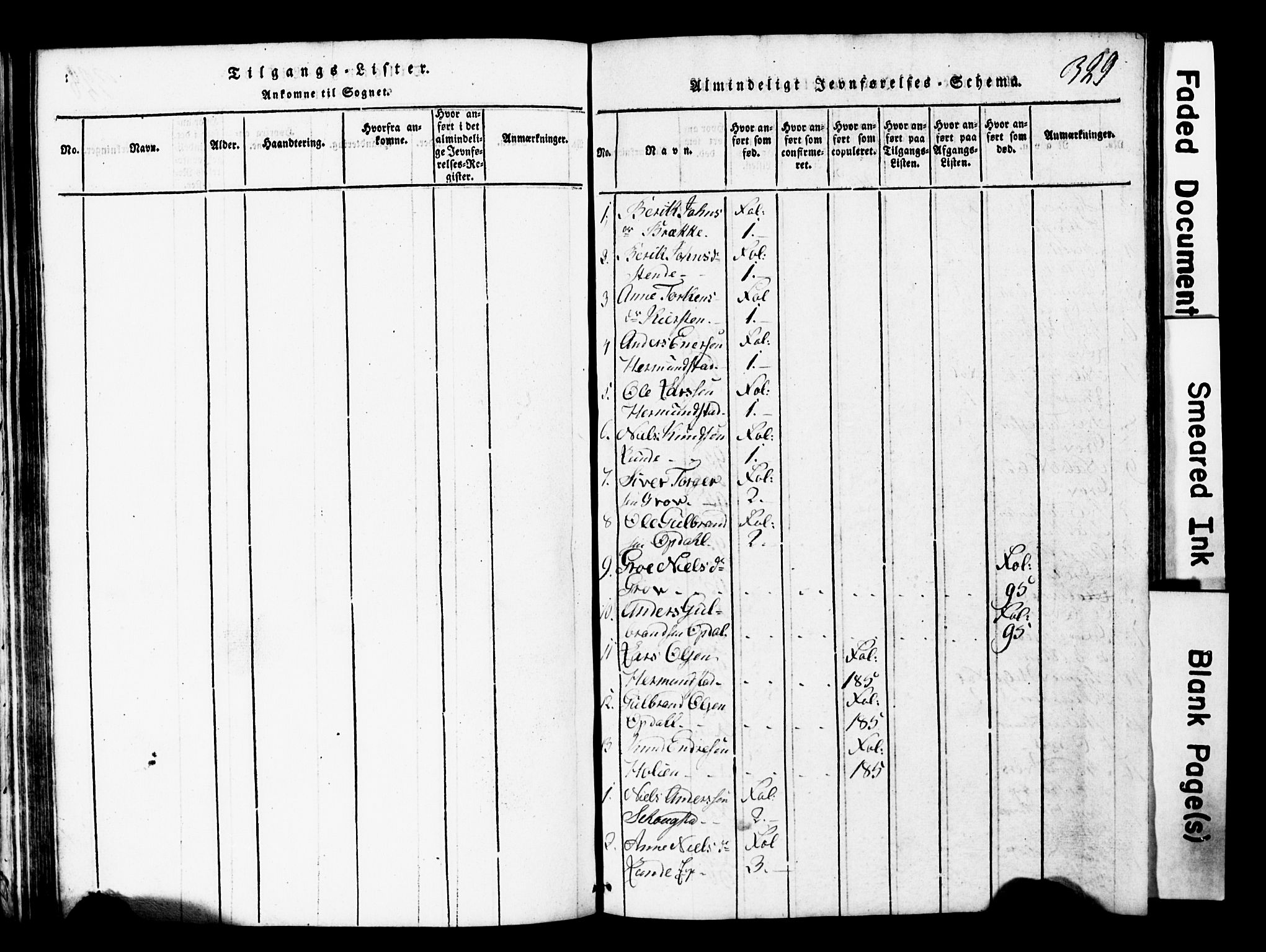 Vang prestekontor, Valdres, AV/SAH-PREST-140/H/Hb/L0001: Klokkerbok nr. 1, 1814-1820, s. 329