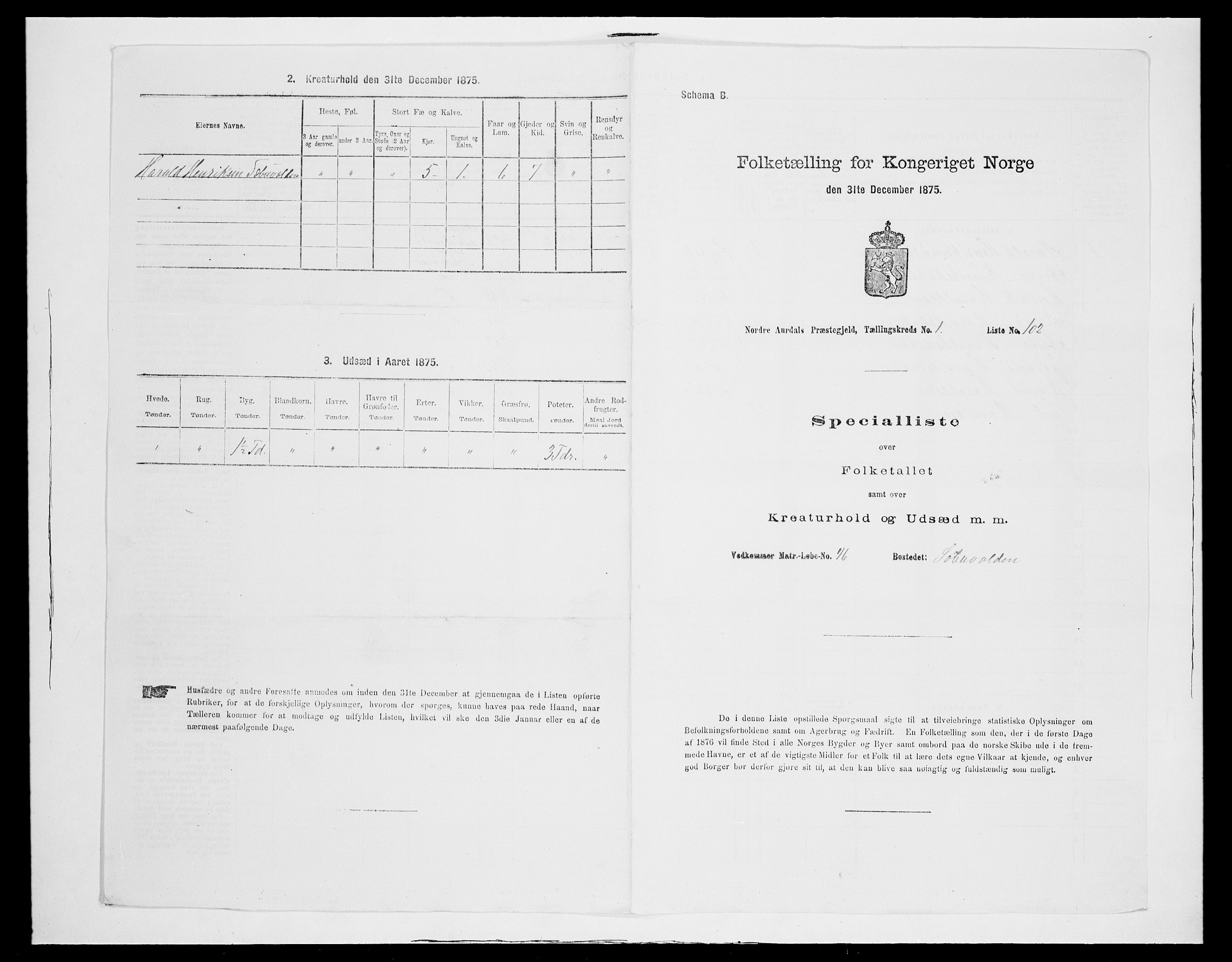 SAH, Folketelling 1875 for 0542P Nord-Aurdal prestegjeld, 1875, s. 323