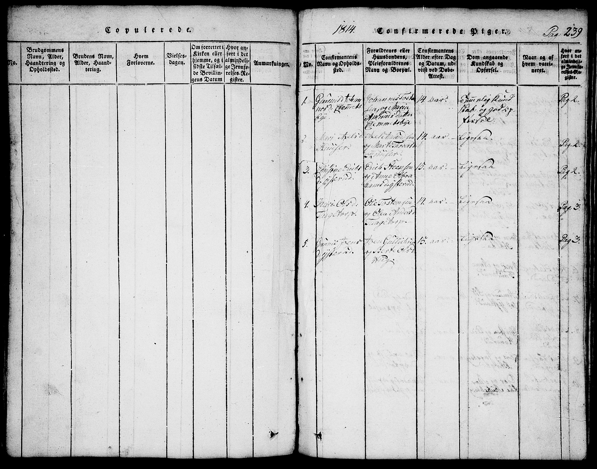 Rødenes prestekontor Kirkebøker, AV/SAO-A-2005/G/Ga/L0001: Klokkerbok nr.  I 1, 1814-1841, s. 239