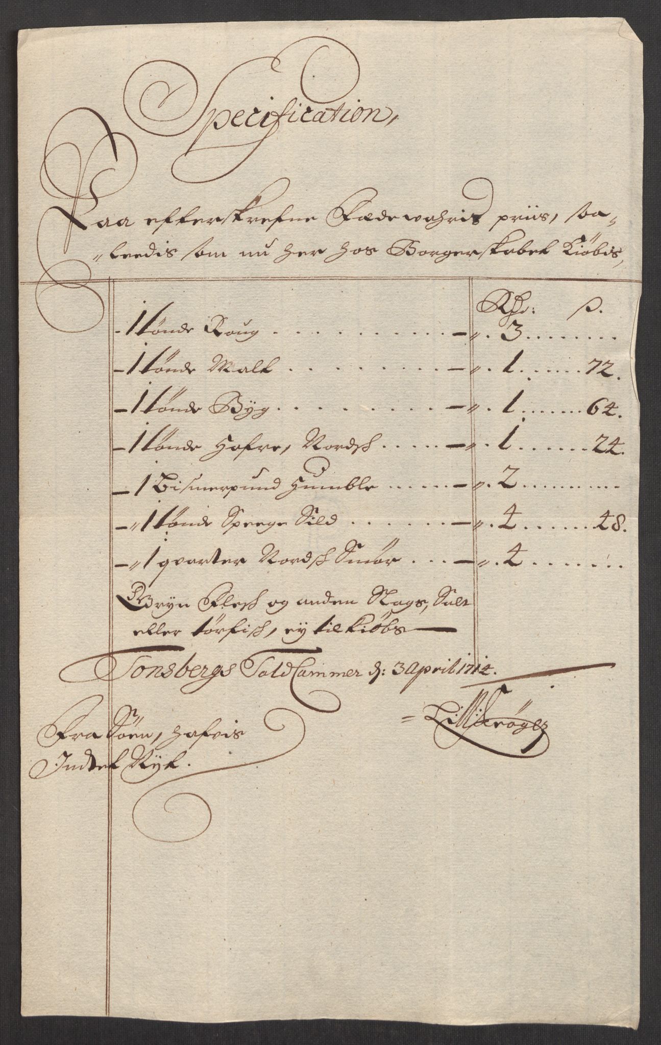 Rentekammeret inntil 1814, Realistisk ordnet avdeling, AV/RA-EA-4070/Oe/L0001: [Ø1]: Priskuranter, 1712-1739, s. 54