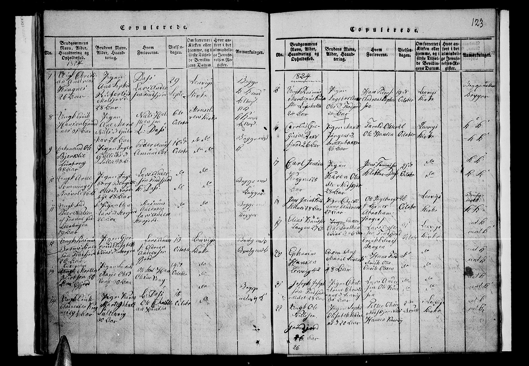 Lenvik sokneprestembete, SATØ/S-1310/H/Ha/Hab/L0001klokker: Klokkerbok nr. 1, 1822-1837, s. 123
