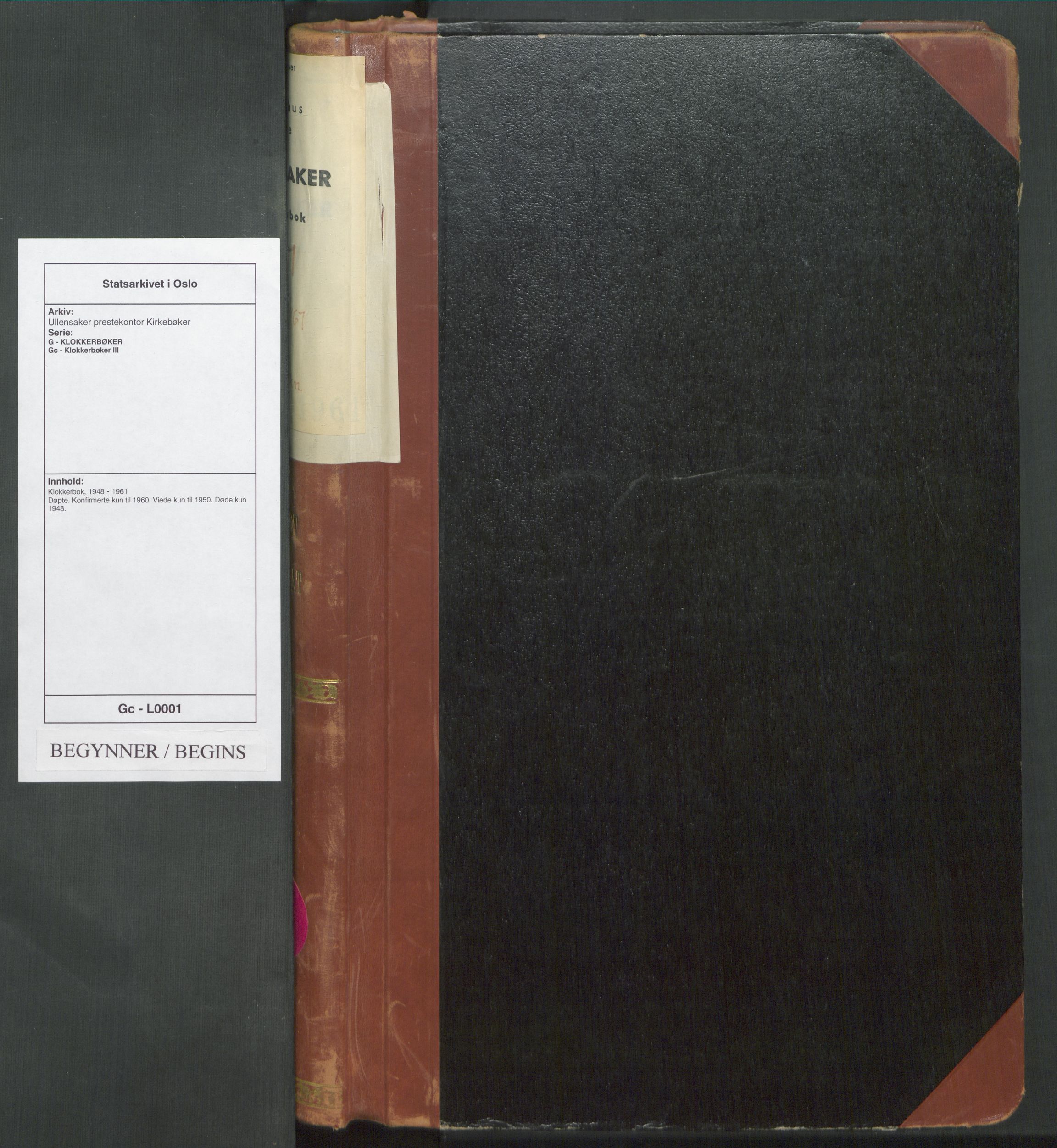 Ullensaker prestekontor Kirkebøker, AV/SAO-A-10236a/G/Gc/L0001: Klokkerbok nr. III 1, 1948-1961
