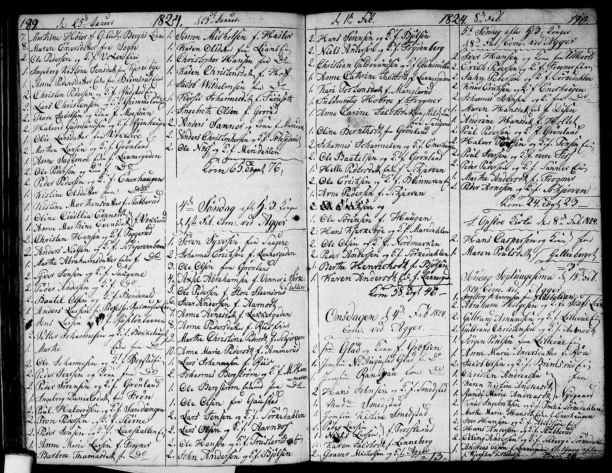 Aker prestekontor kirkebøker, AV/SAO-A-10861/G/L0003: Klokkerbok nr. 3, 1819-1836, s. 189-190