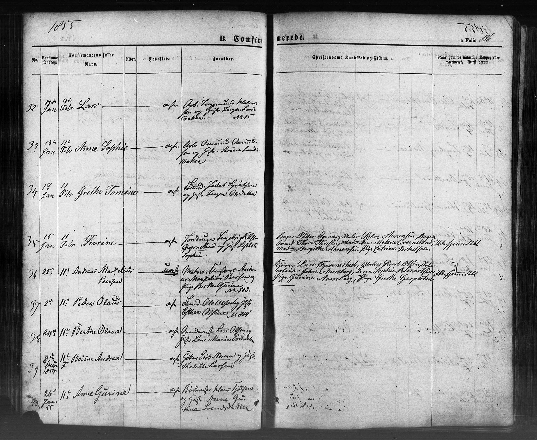 Domkirken sokneprestkontor, AV/SAST-A-101812/001/30/30BB/L0009: Klokkerbok nr. B 9, 1850-1858, s. 156