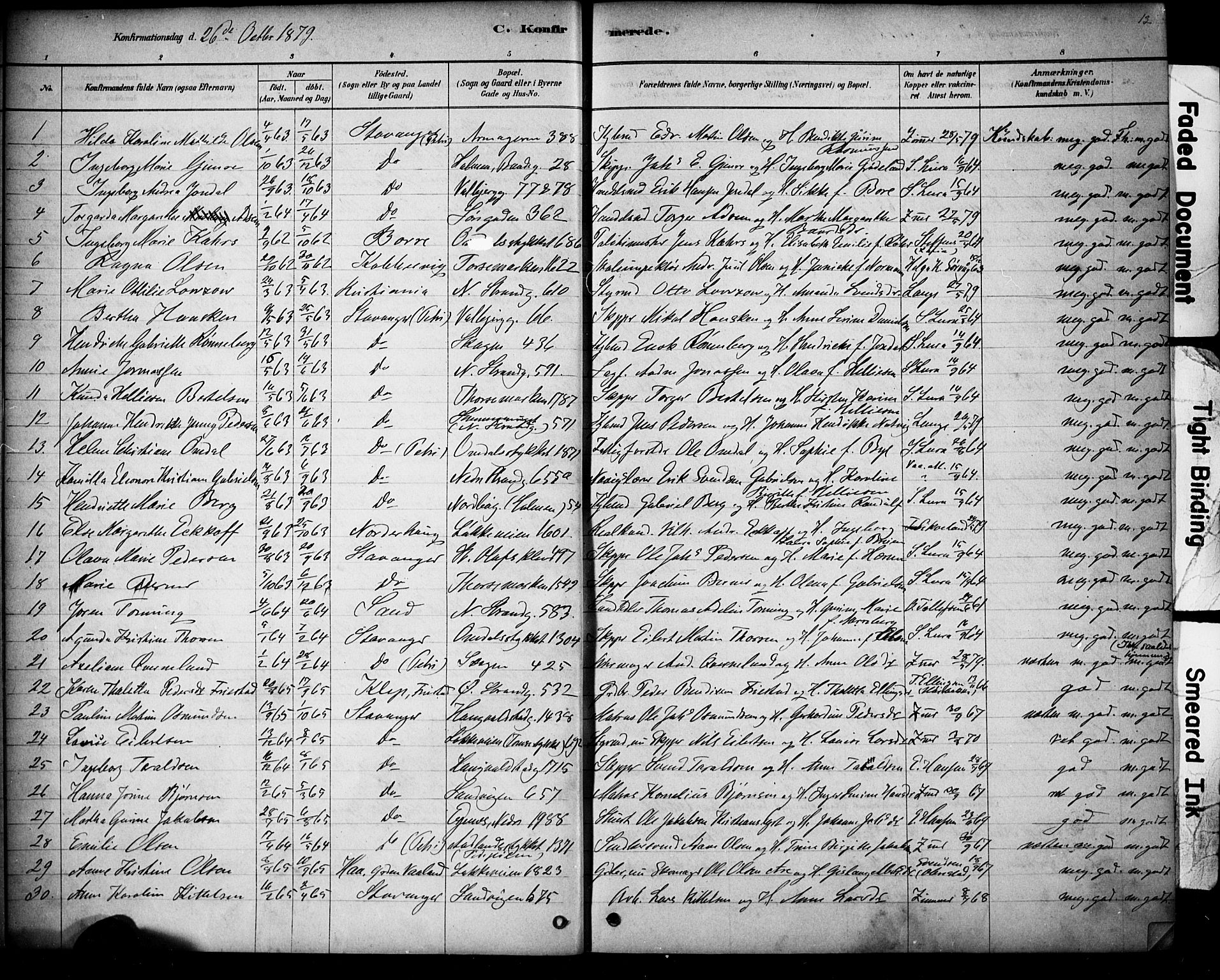 Domkirken sokneprestkontor, AV/SAST-A-101812/001/30/30BA/L0028: Ministerialbok nr. A 27, 1878-1896, s. 13