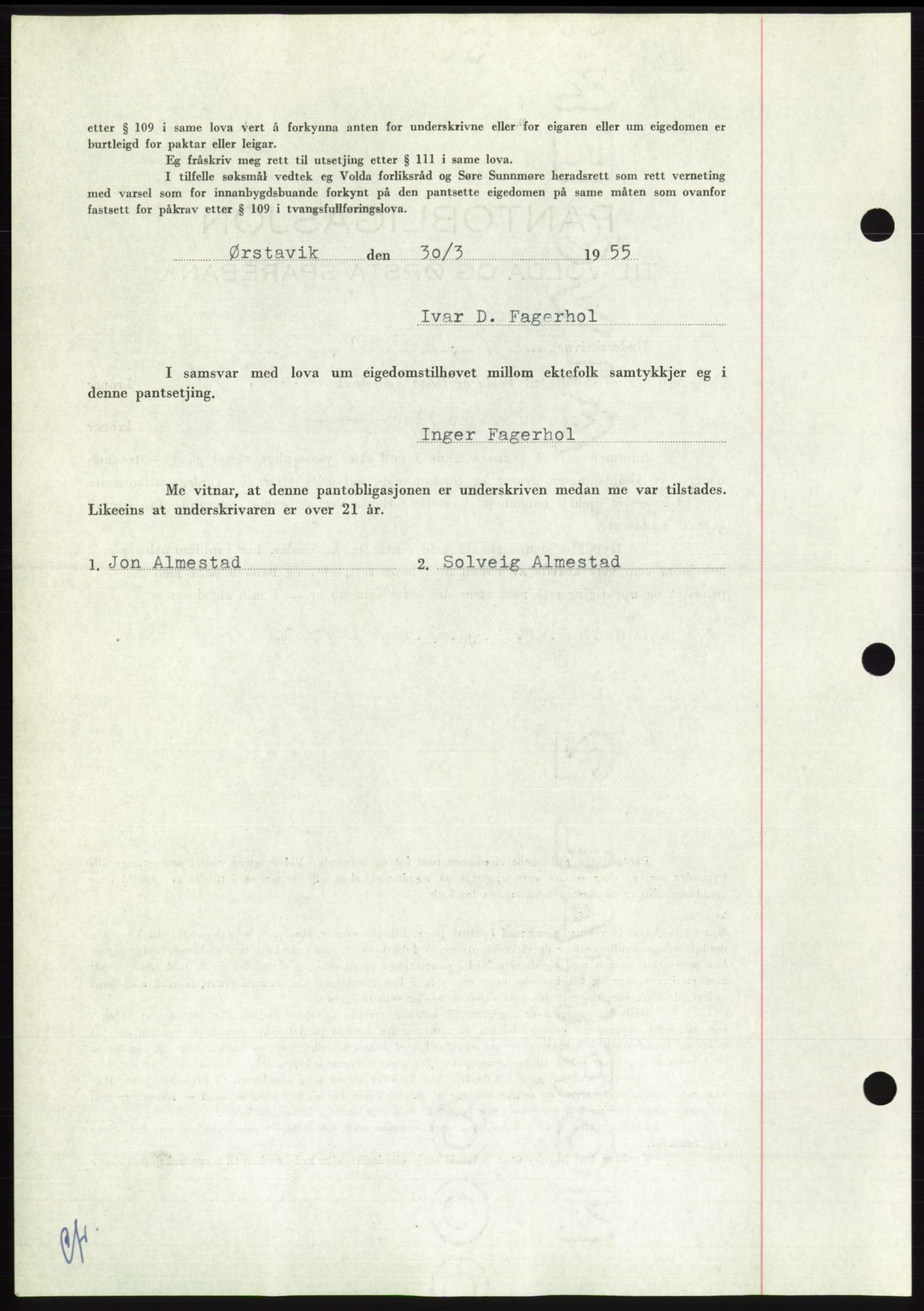 Søre Sunnmøre sorenskriveri, AV/SAT-A-4122/1/2/2C/L0126: Pantebok nr. 14B, 1954-1955, Dagboknr: 732/1955