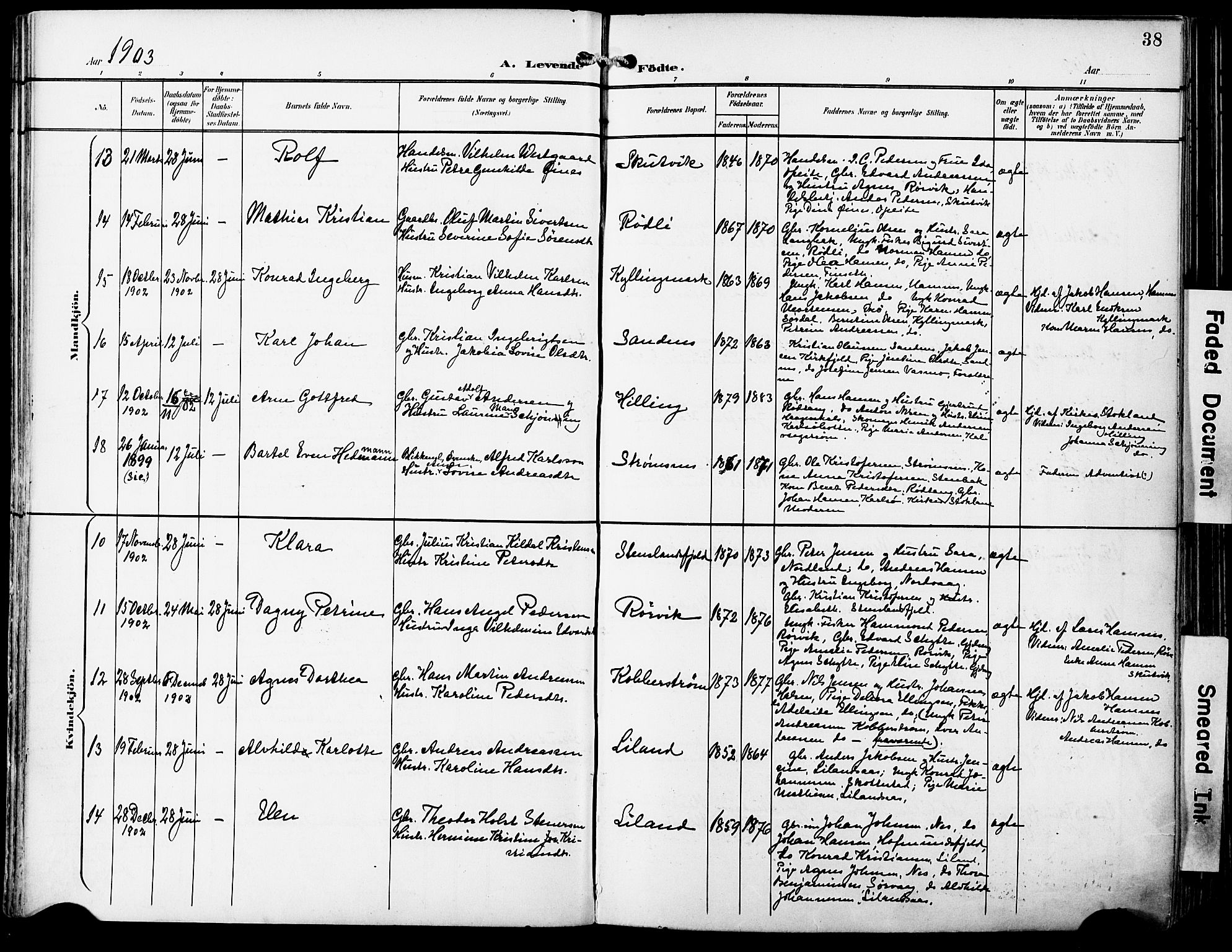 Ministerialprotokoller, klokkerbøker og fødselsregistre - Nordland, SAT/A-1459/859/L0848: Ministerialbok nr. 859A08, 1900-1912, s. 38