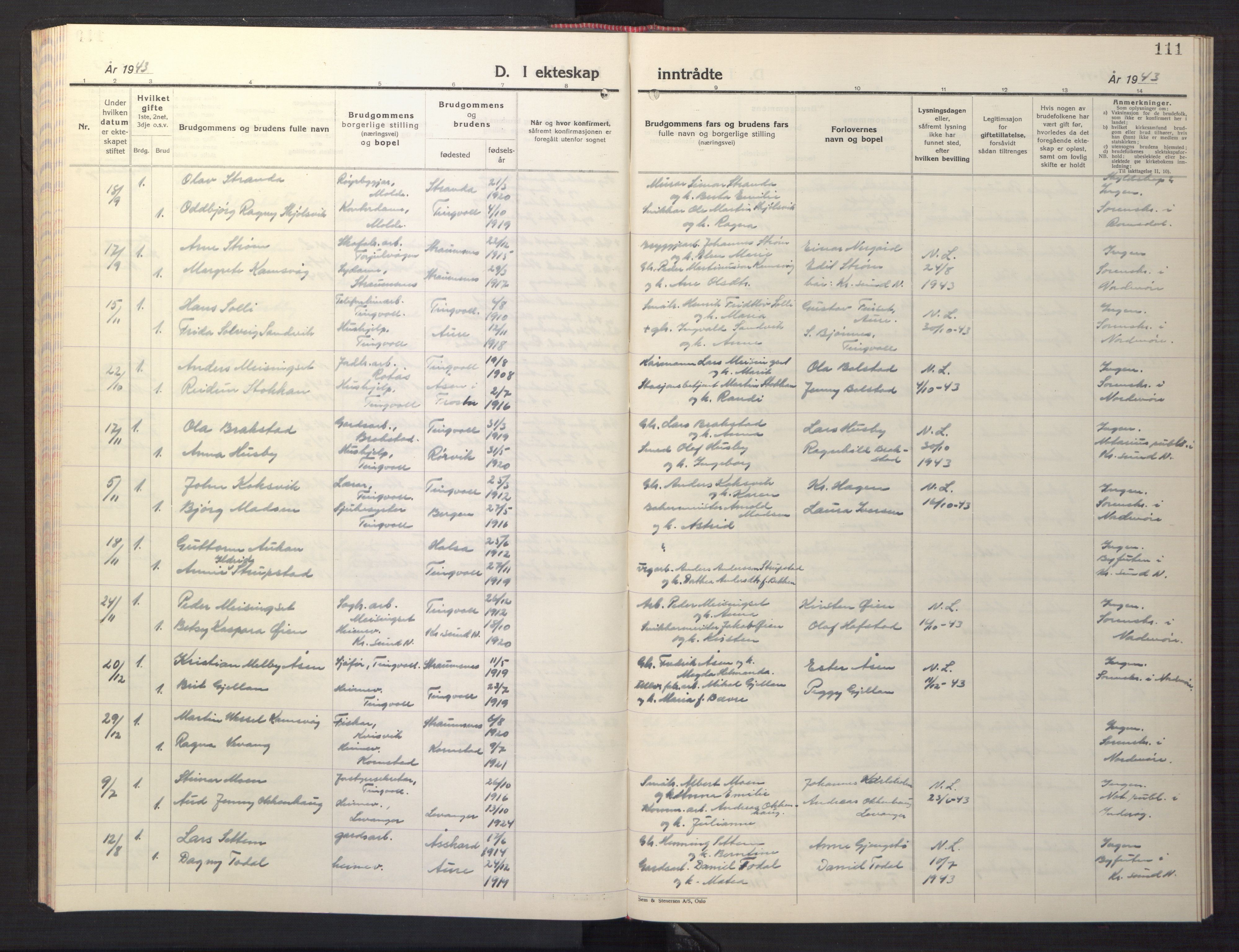 Ministerialprotokoller, klokkerbøker og fødselsregistre - Møre og Romsdal, AV/SAT-A-1454/586/L0996: Klokkerbok nr. 586C07, 1944-1949, s. 111