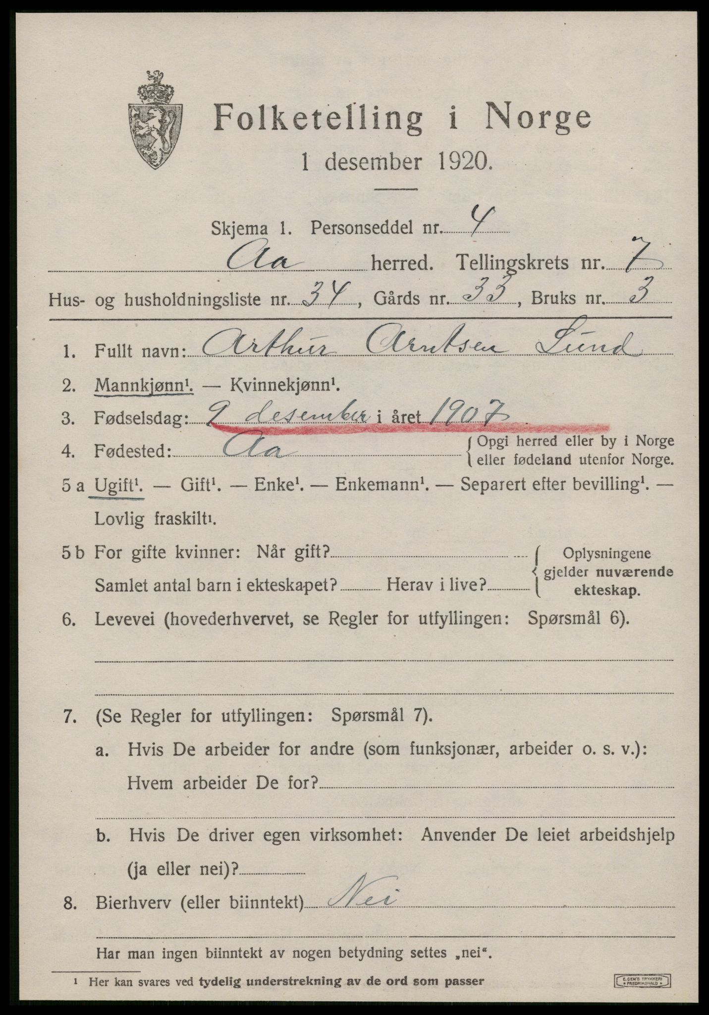 SAT, Folketelling 1920 for 1630 Å herred, 1920, s. 3344