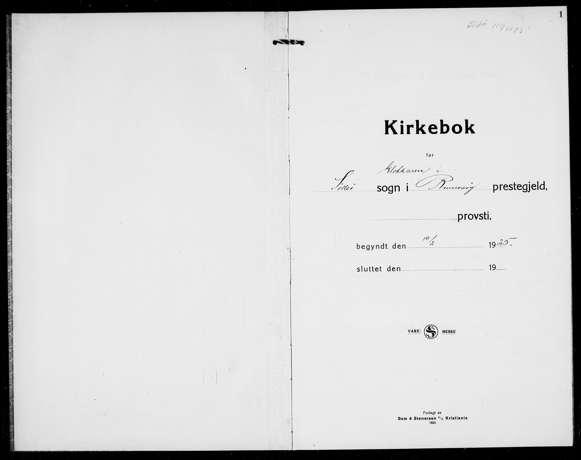 Rennesøy sokneprestkontor, SAST/A -101827/H/Ha/Hab/L0016: Klokkerbok nr. B 15, 1925-1941, s. 1