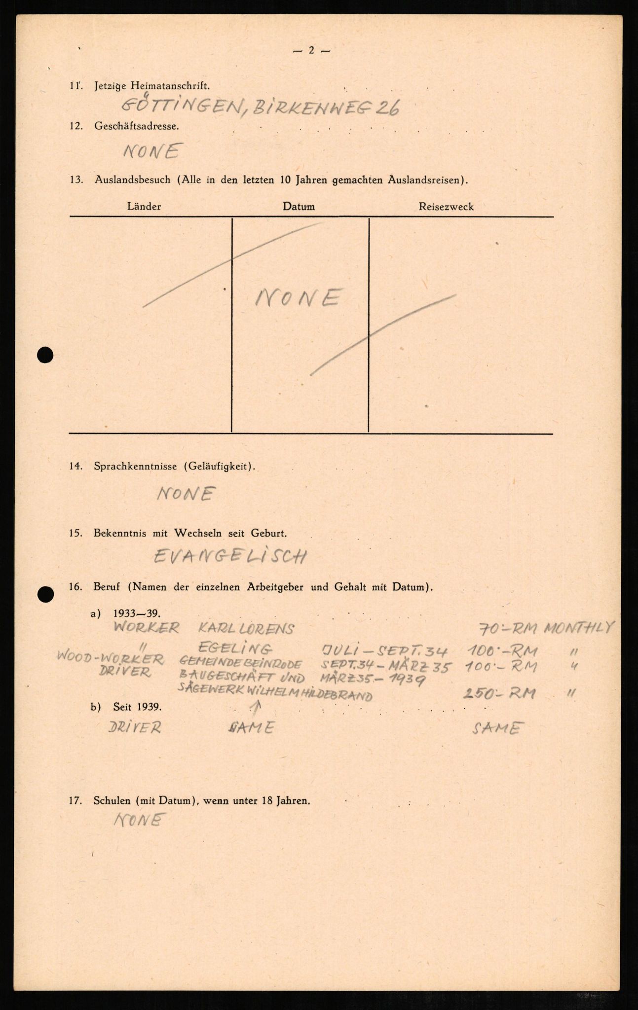 Forsvaret, Forsvarets overkommando II, AV/RA-RAFA-3915/D/Db/L0008: CI Questionaires. Tyske okkupasjonsstyrker i Norge. Tyskere., 1945-1946, s. 68