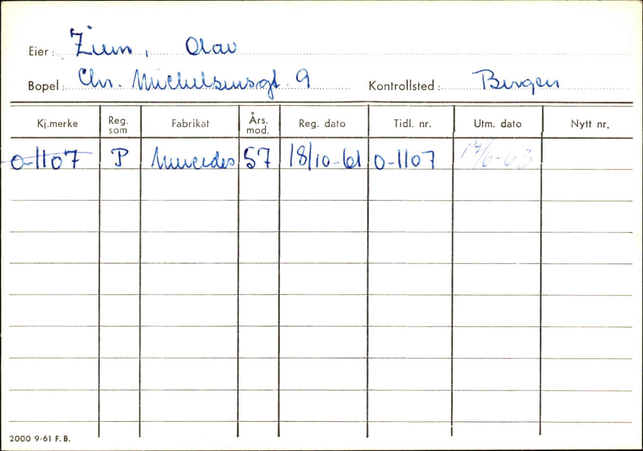 Statens vegvesen, Hordaland vegkontor, AV/SAB-A-5201/2/Hb/L0037: O-eierkort W-P, 1920-1971, s. 1011