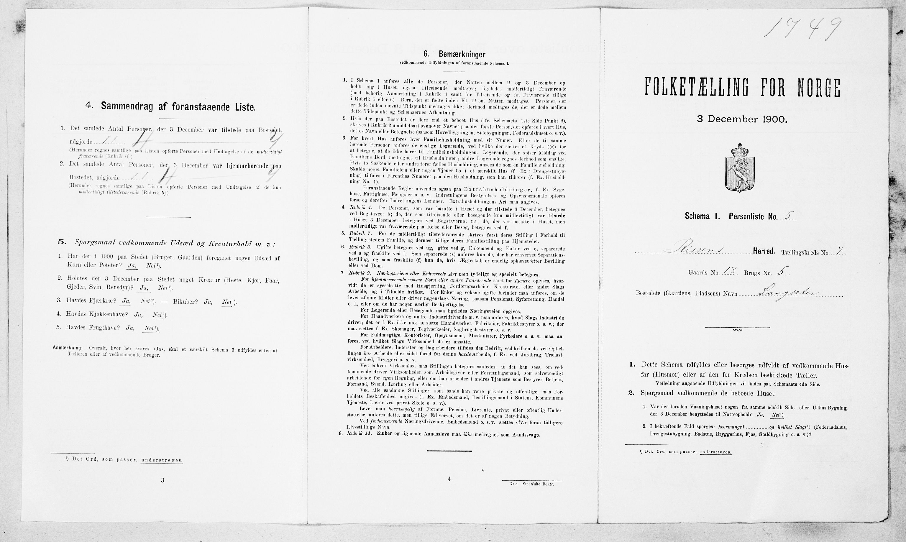 SAT, Folketelling 1900 for 1624 Rissa herred, 1900, s. 815