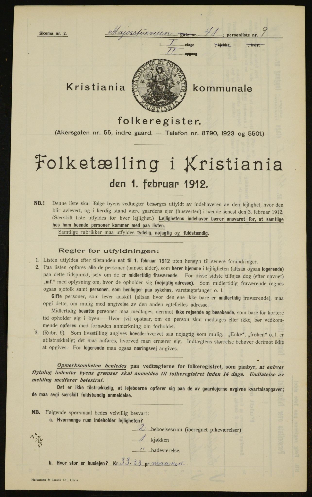 OBA, Kommunal folketelling 1.2.1912 for Kristiania, 1912, s. 60406