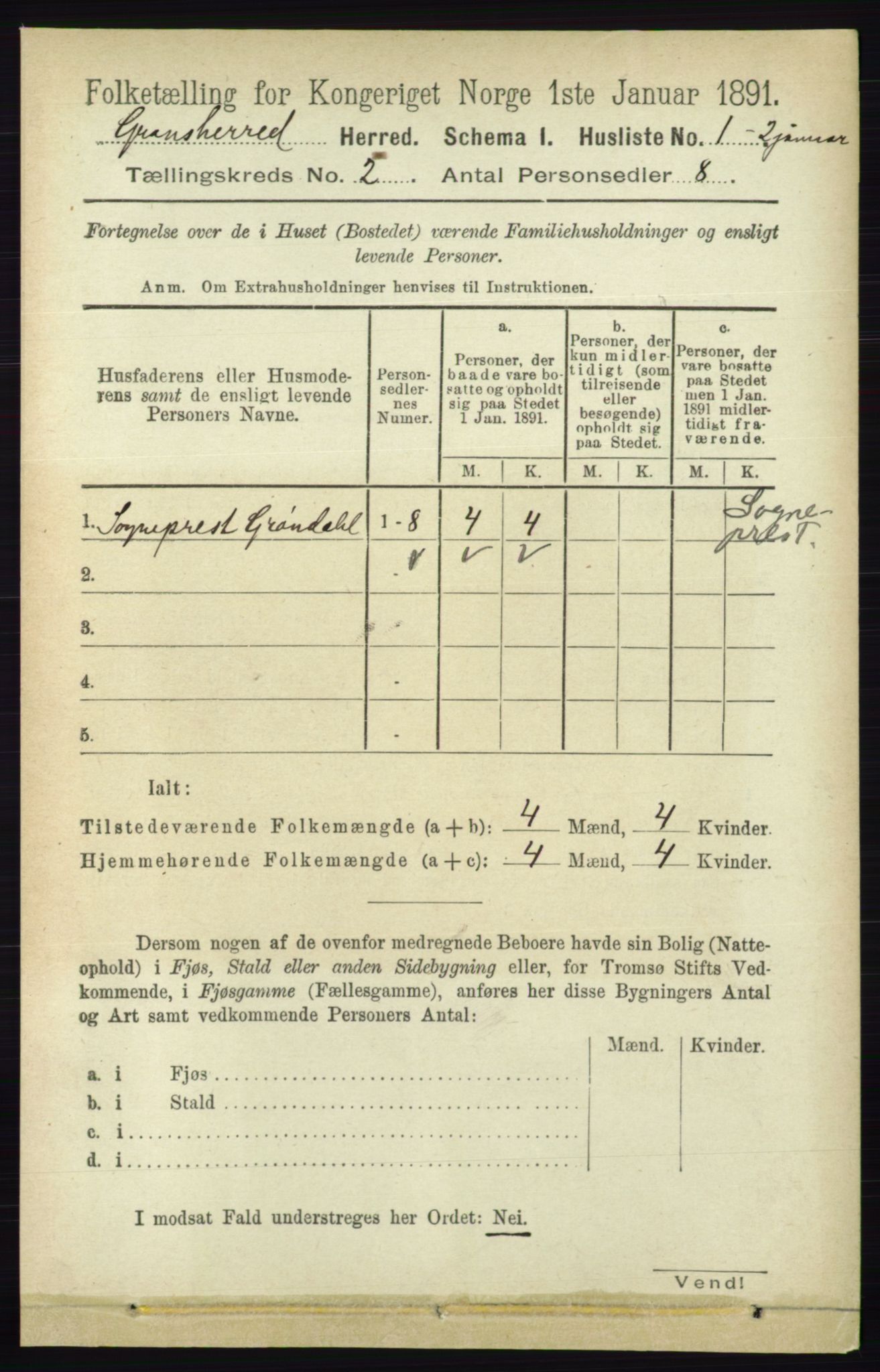 RA, Folketelling 1891 for 0824 Gransherad herred, 1891, s. 245