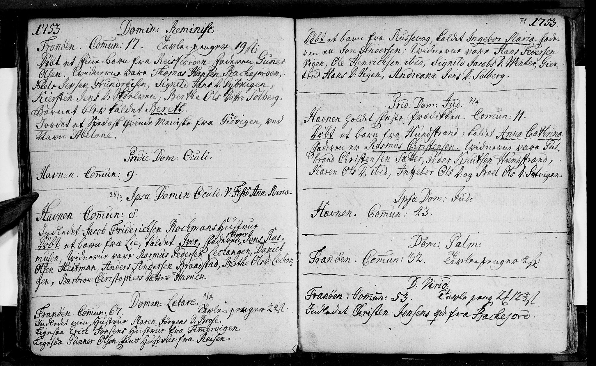 Ibestad sokneprestembete, AV/SATØ-S-0077/H/Ha/Haa/L0001kirke: Ministerialbok nr. 1, 1744-1757, s. 74