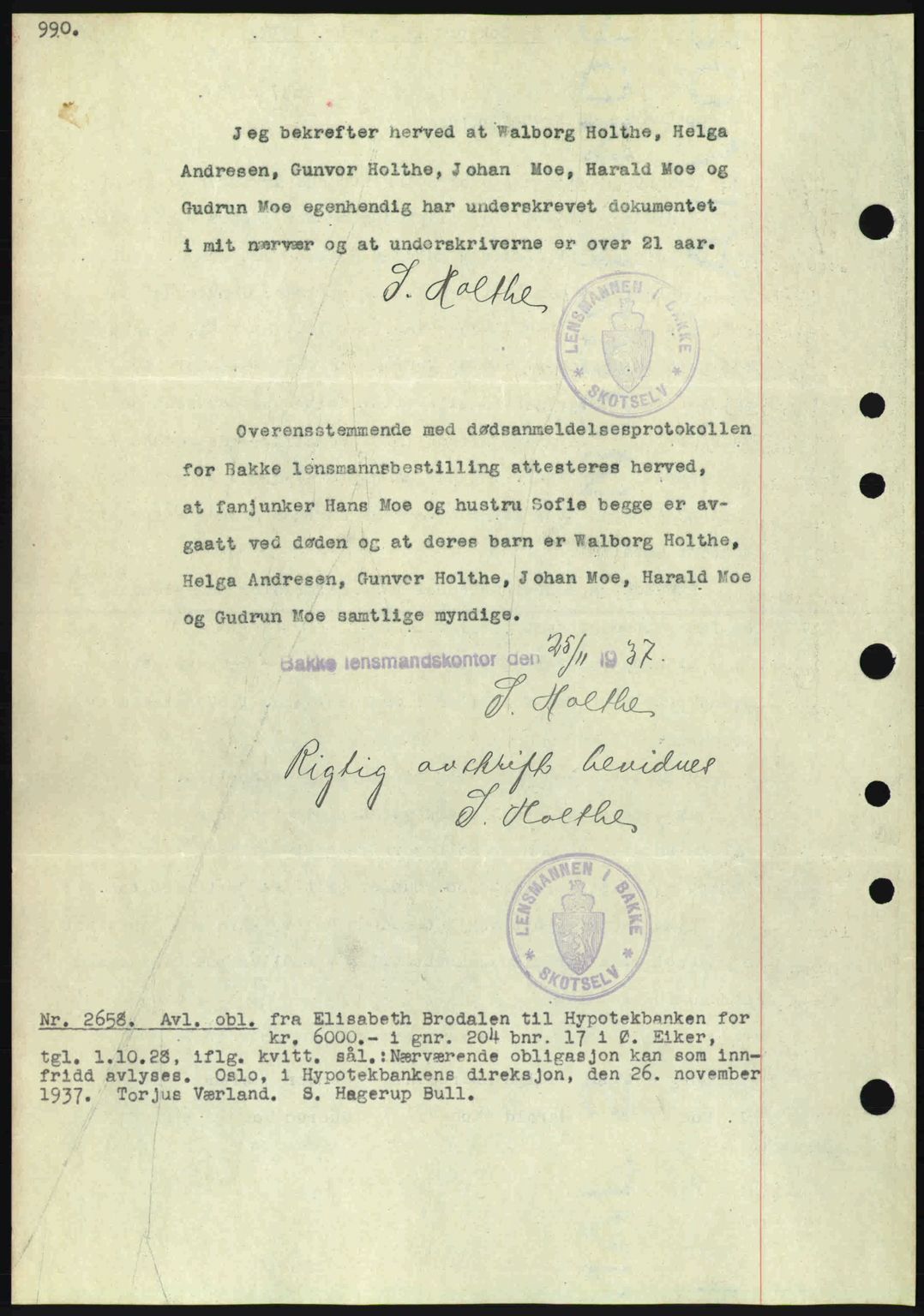 Eiker, Modum og Sigdal sorenskriveri, SAKO/A-123/G/Ga/Gab/L0036: Pantebok nr. A6, 1937-1937, Dagboknr: 2658/1937