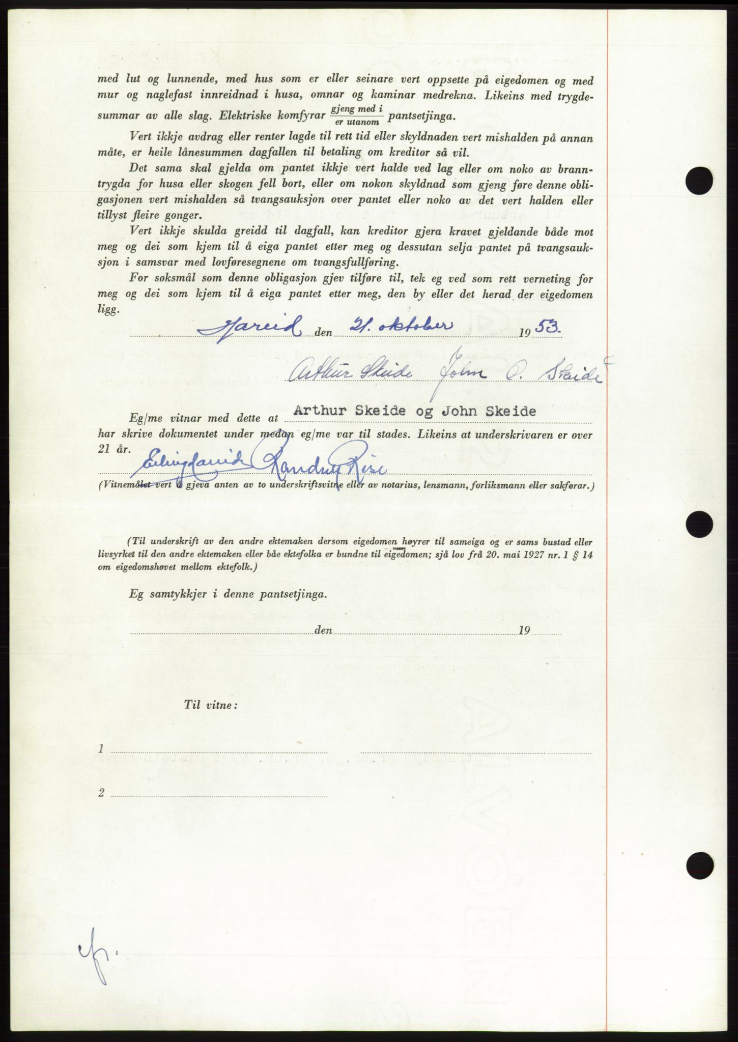 Søre Sunnmøre sorenskriveri, AV/SAT-A-4122/1/2/2C/L0124: Pantebok nr. 12B, 1953-1954, Dagboknr: 2971/1953