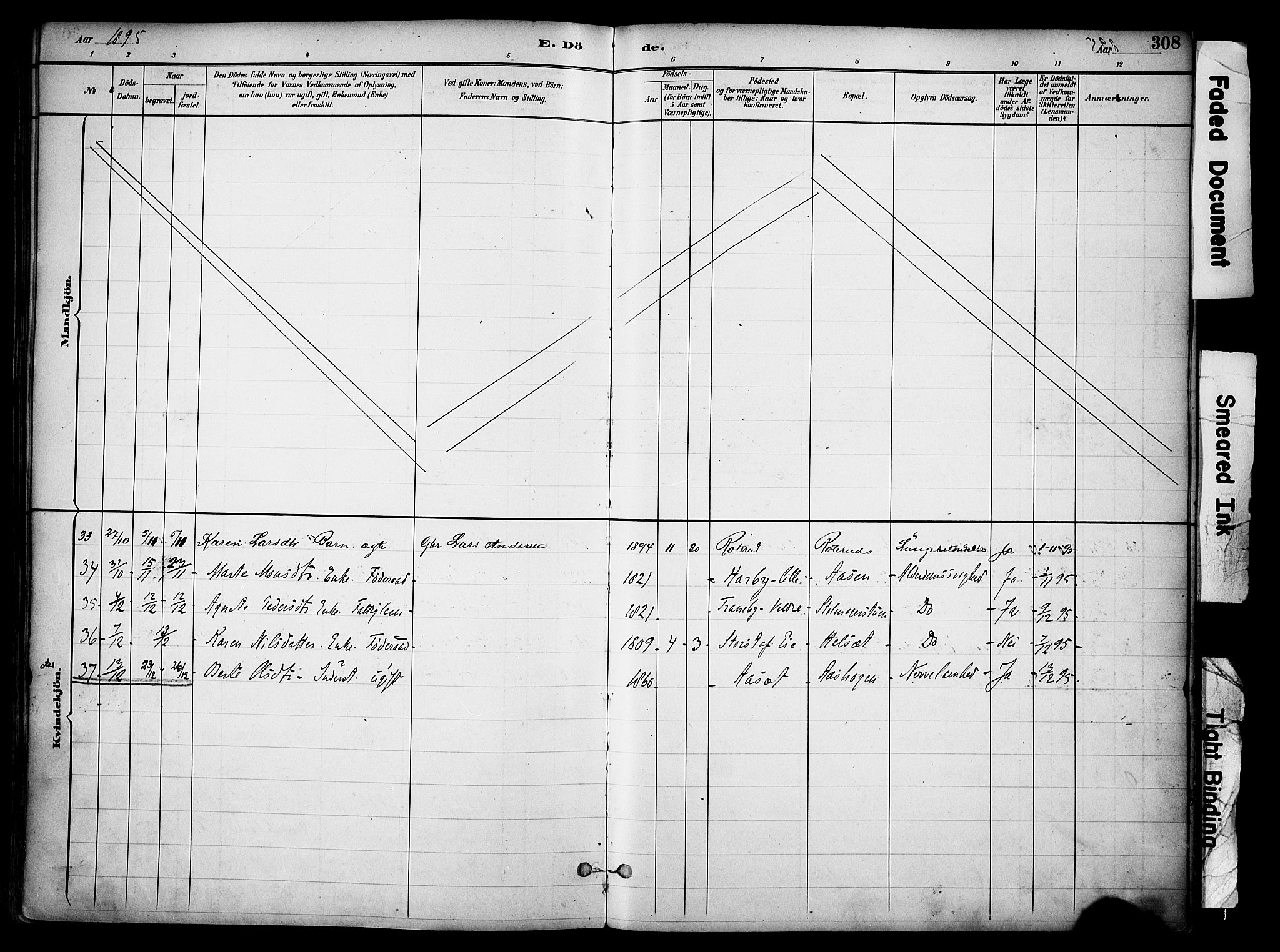 Ringsaker prestekontor, SAH/PREST-014/K/Ka/L0017: Ministerialbok nr. 17, 1891-1902, s. 308