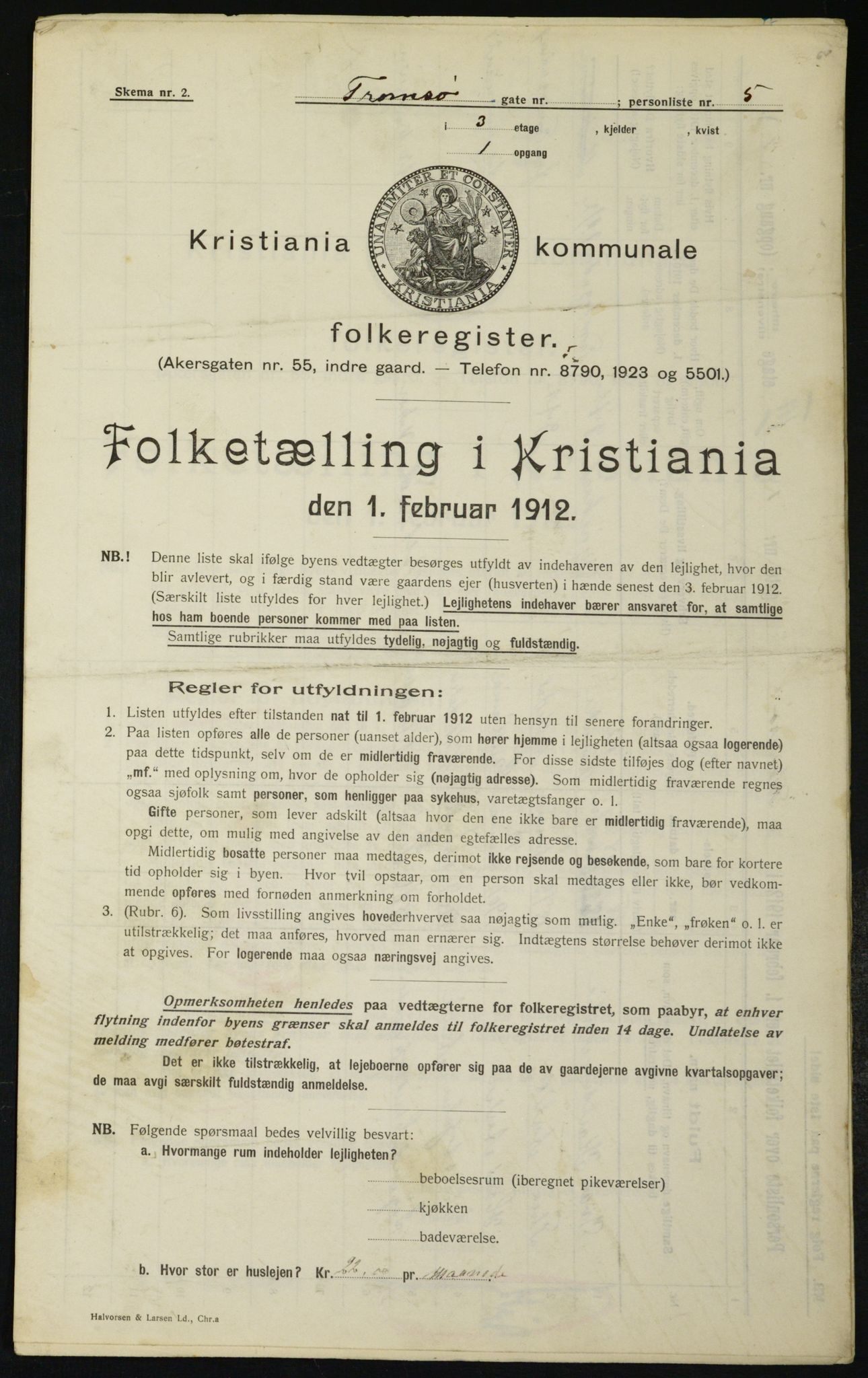 OBA, Kommunal folketelling 1.2.1912 for Kristiania, 1912, s. 115614