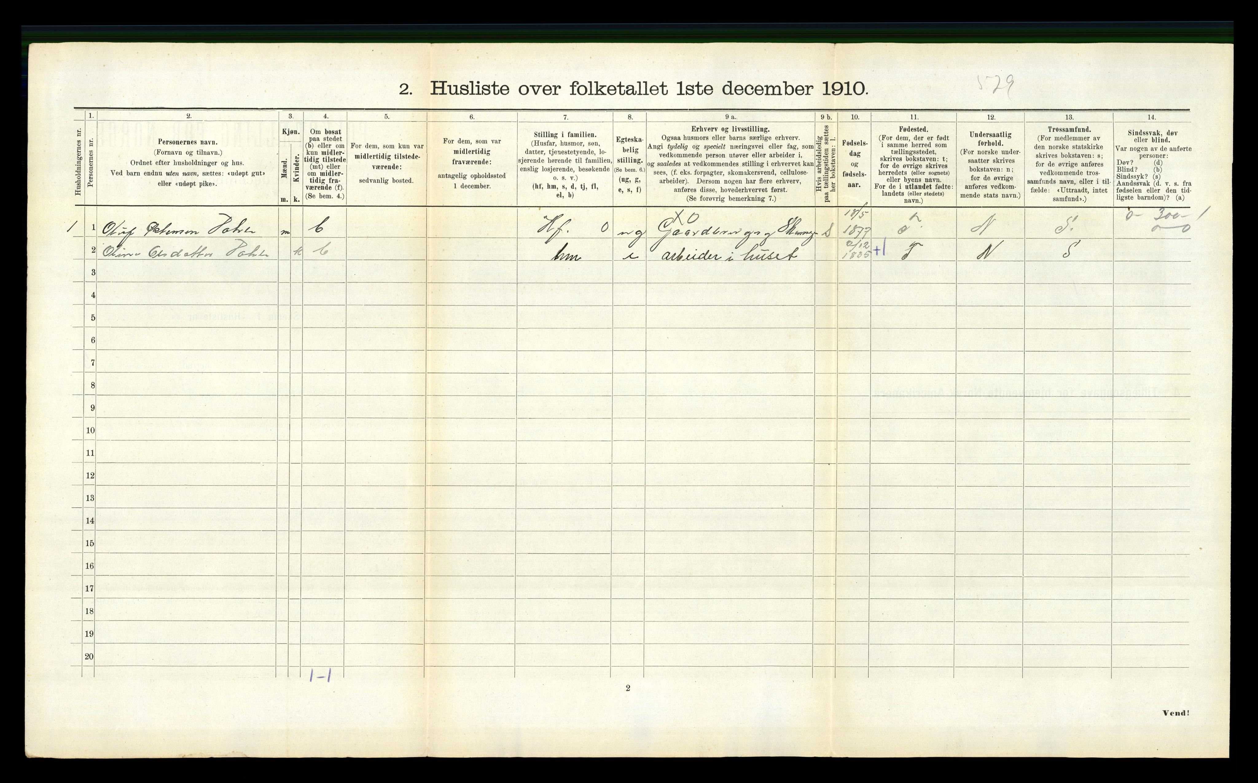 RA, Folketelling 1910 for 1540 Hen herred, 1910, s. 342