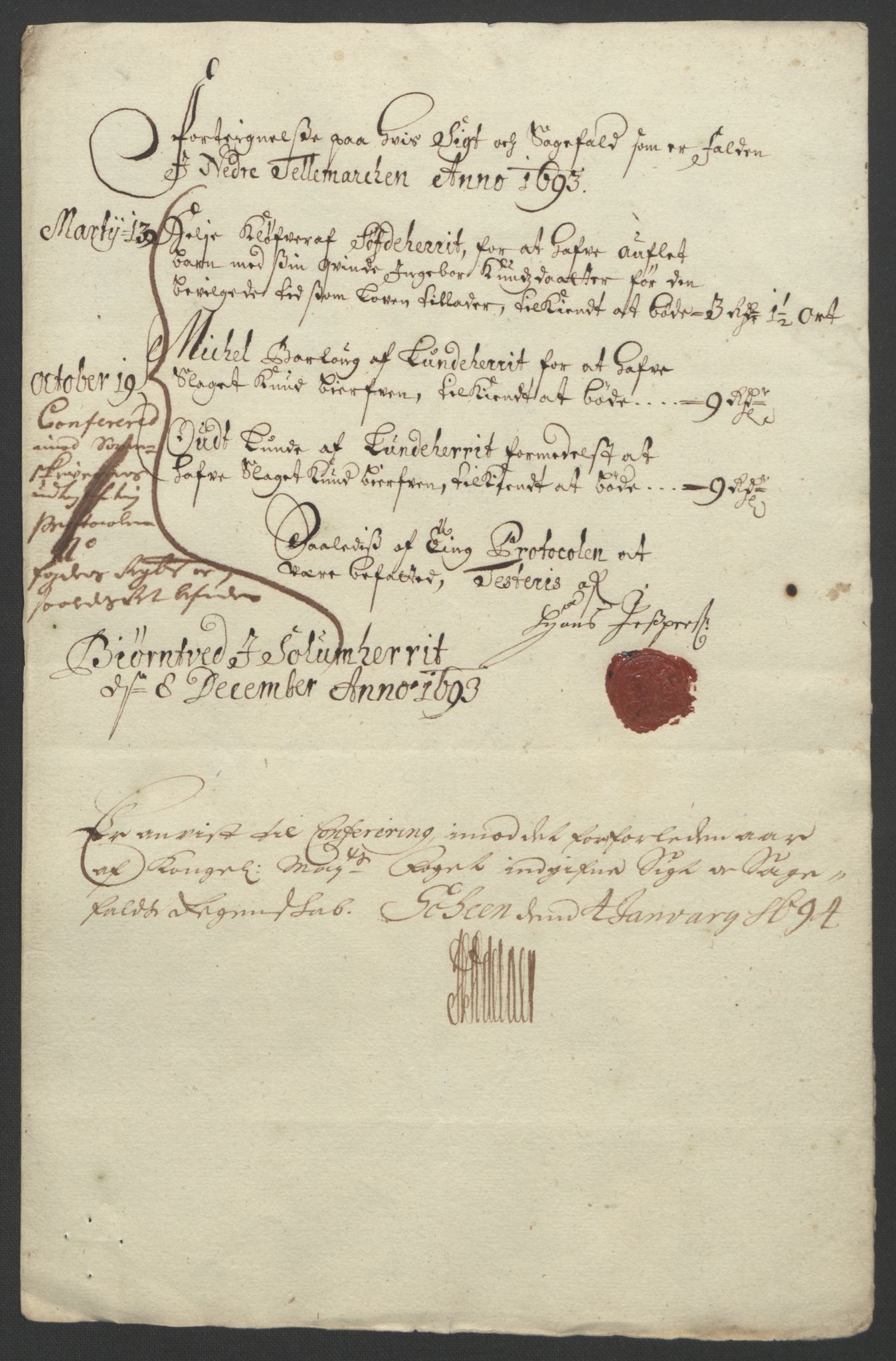 Rentekammeret inntil 1814, Reviderte regnskaper, Fogderegnskap, RA/EA-4092/R35/L2091: Fogderegnskap Øvre og Nedre Telemark, 1690-1693, s. 269