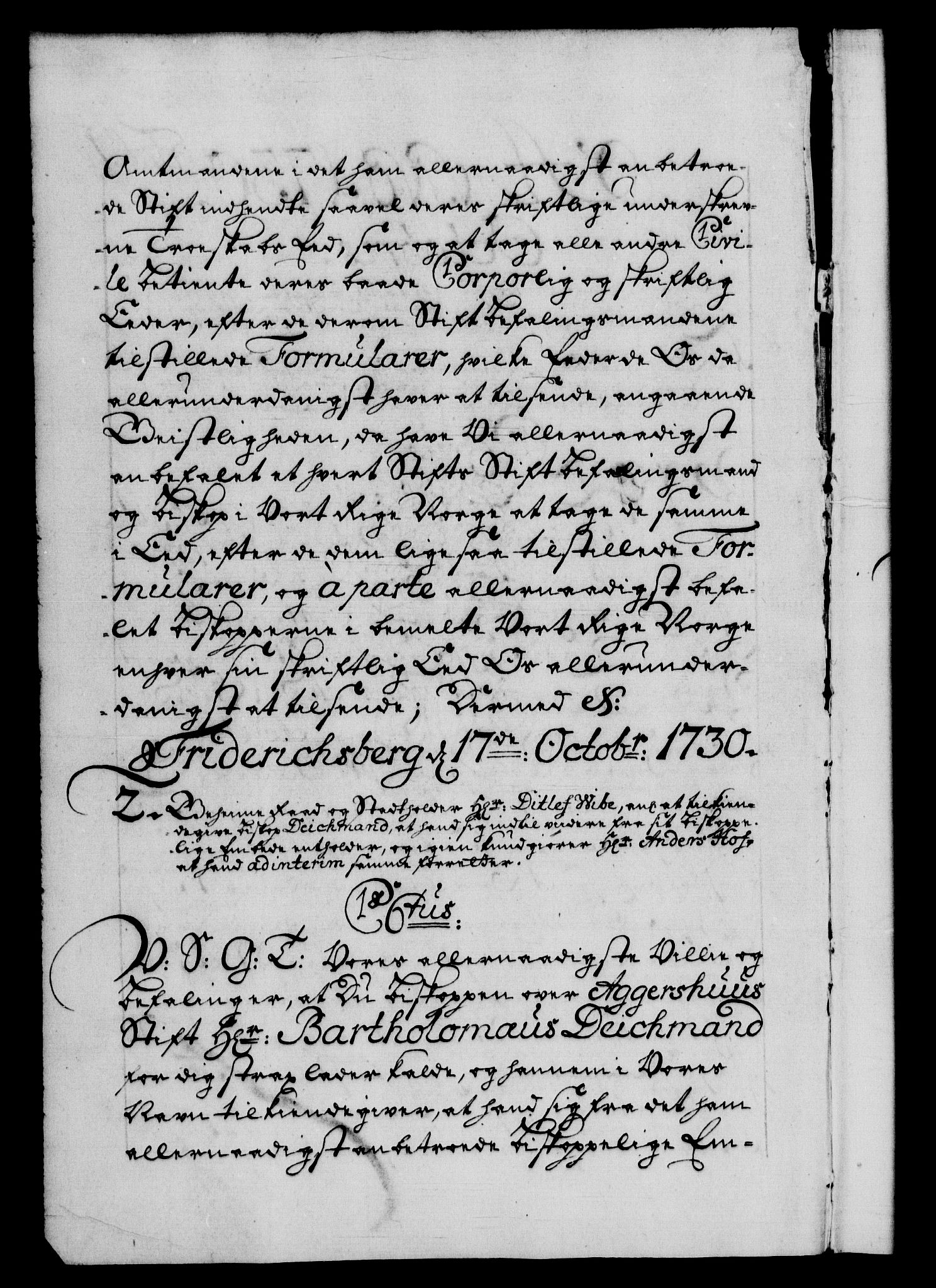 Danske Kanselli 1572-1799, AV/RA-EA-3023/F/Fc/Fca/Fcab/L0025: Norske tegnelser, 1730-1733, s. 1b