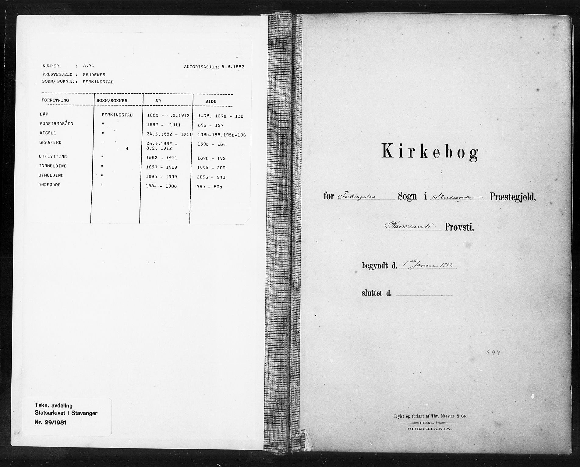 Skudenes sokneprestkontor, SAST/A -101849/H/Ha/Haa/L0010: Ministerialbok nr. A 7, 1882-1912