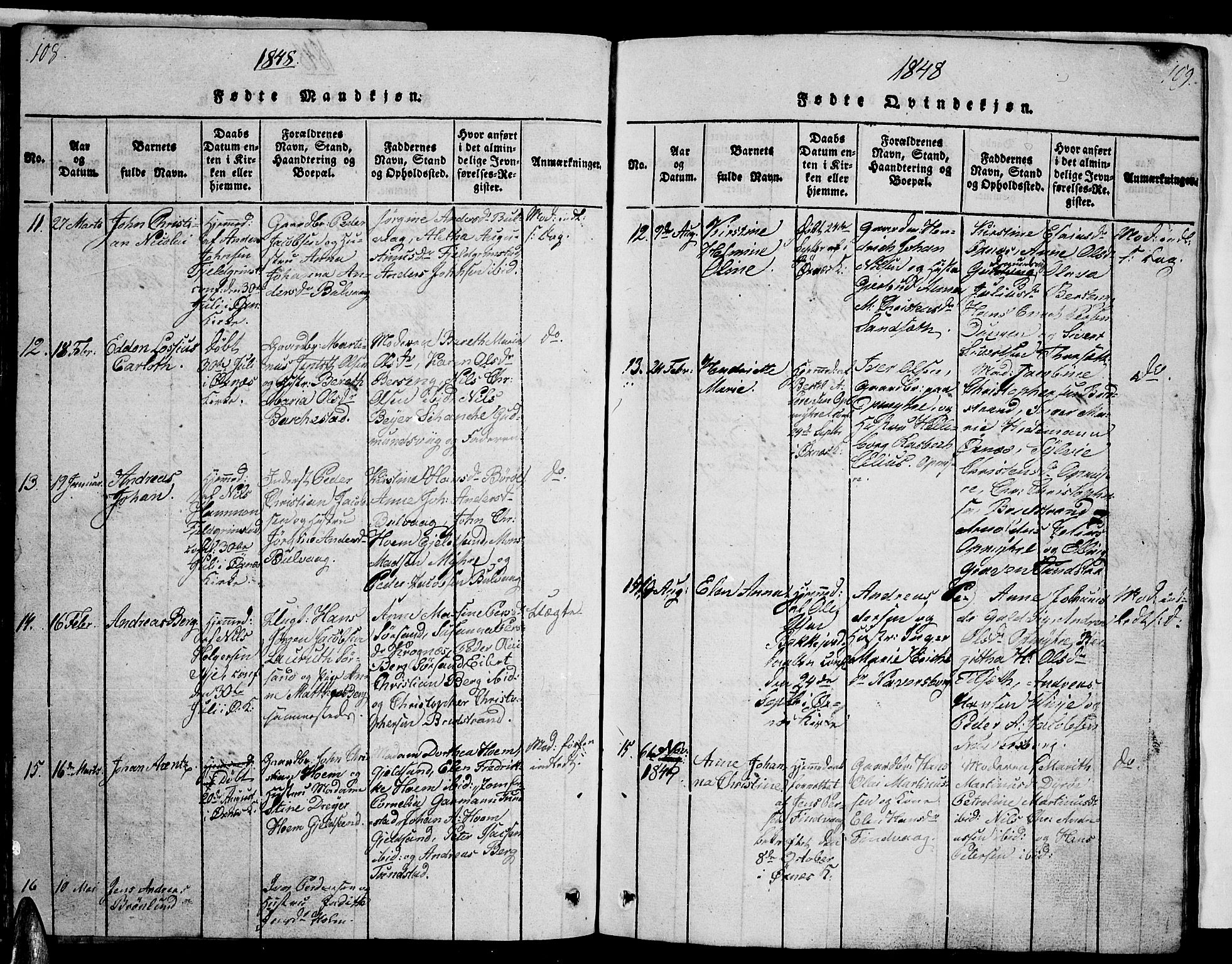 Ministerialprotokoller, klokkerbøker og fødselsregistre - Nordland, AV/SAT-A-1459/893/L1346: Klokkerbok nr. 893C01, 1820-1858, s. 108-109