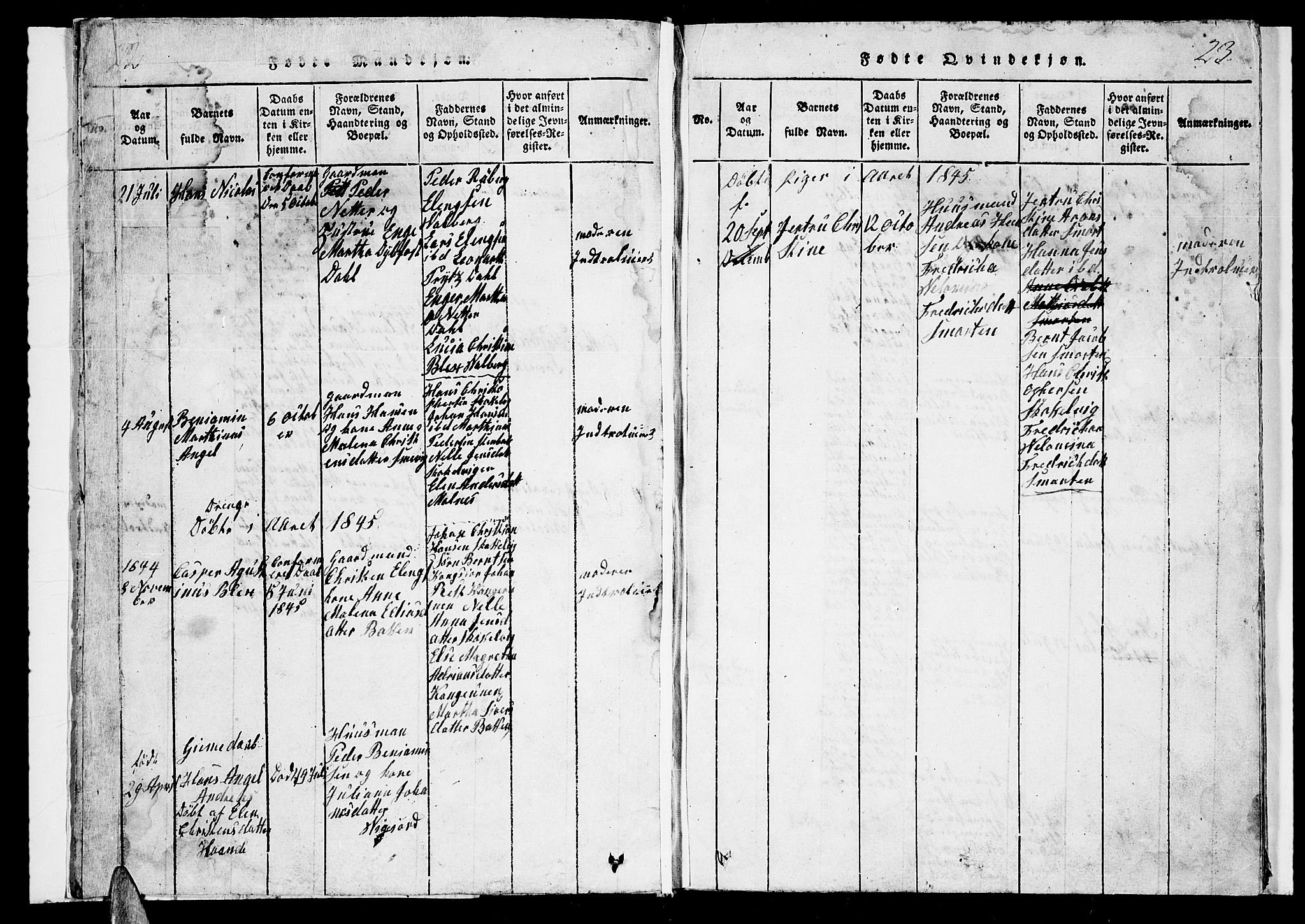 Ministerialprotokoller, klokkerbøker og fødselsregistre - Nordland, SAT/A-1459/884/L1195: Klokkerbok nr. 884C01, 1837-1867, s. 22-23