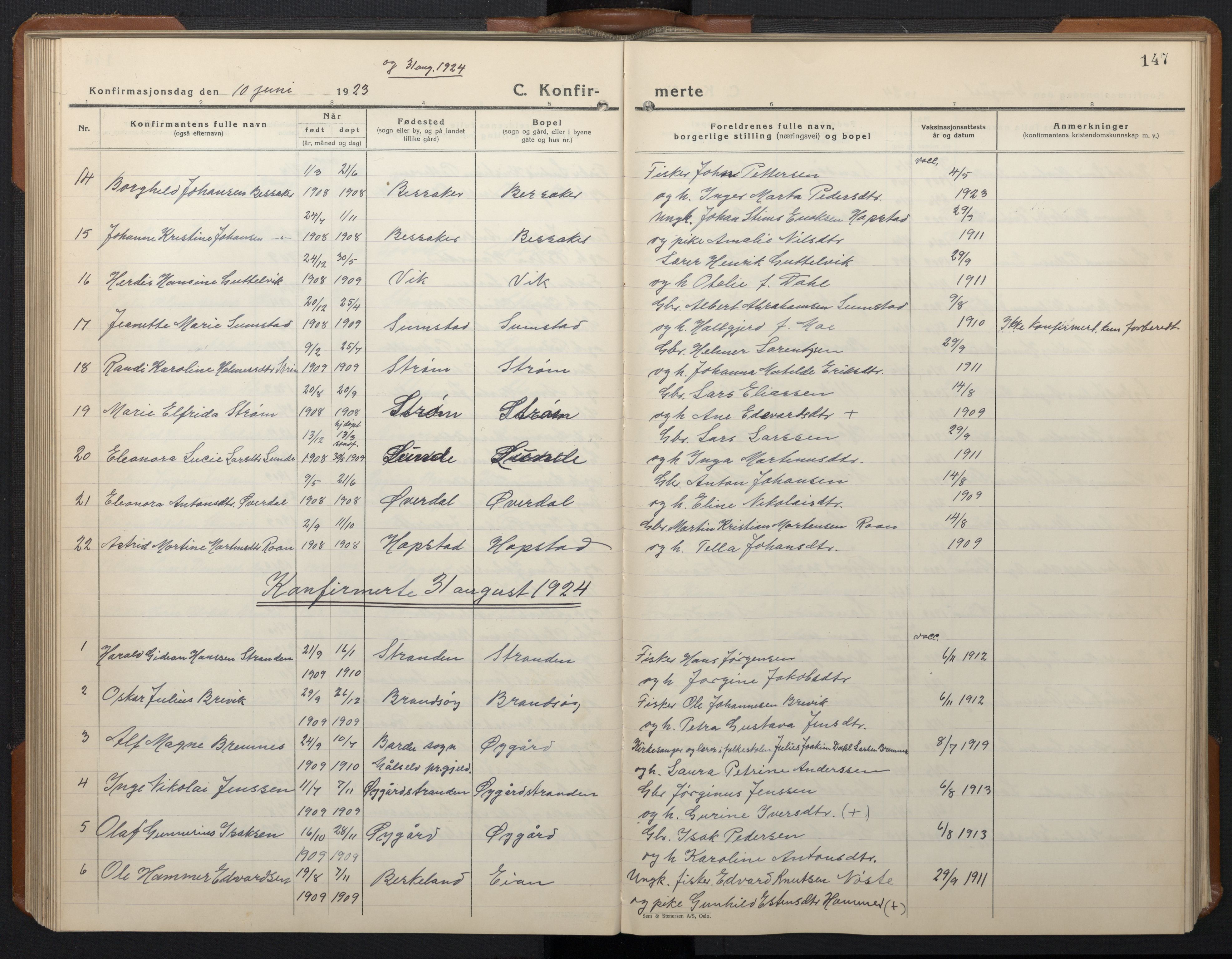 Ministerialprotokoller, klokkerbøker og fødselsregistre - Sør-Trøndelag, SAT/A-1456/657/L0718: Klokkerbok nr. 657C05, 1923-1948, s. 147