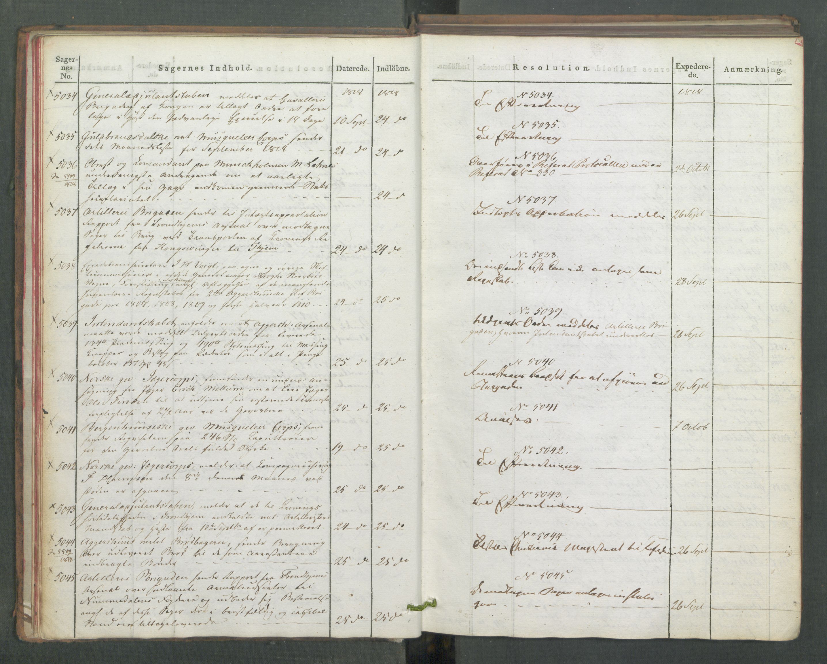 Armédepartementet, AV/RA-RAFA-3493/C/Ca/L0016: 6. Departements Journal, 1818