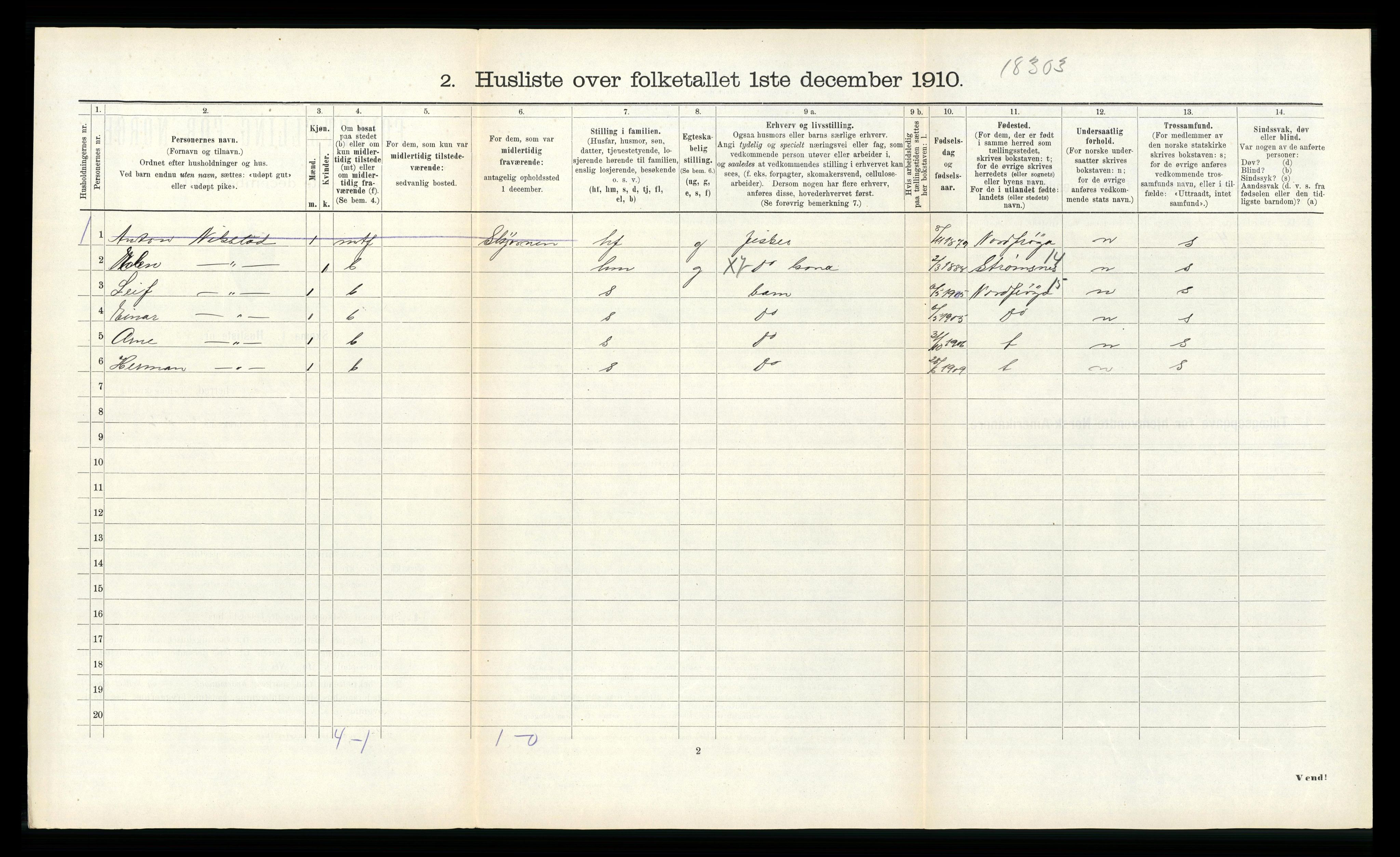 RA, Folketelling 1910 for 1619 Sør-Frøya herred, 1910, s. 393