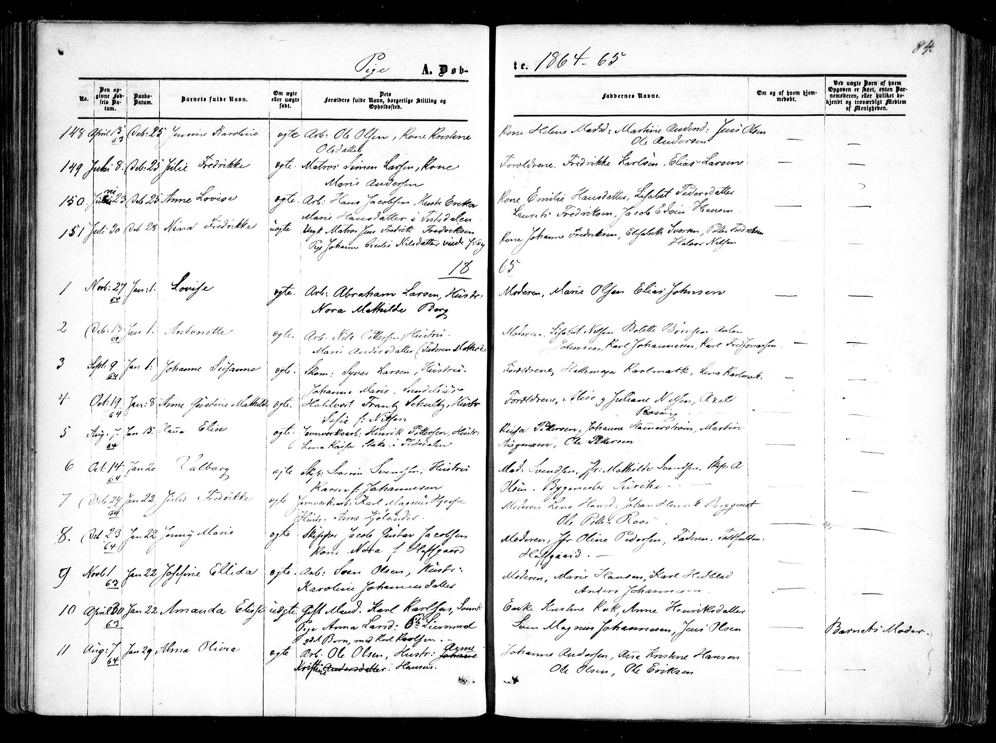 Halden prestekontor Kirkebøker, SAO/A-10909/F/Fa/L0007: Ministerialbok nr. I 7, 1857-1865, s. 84