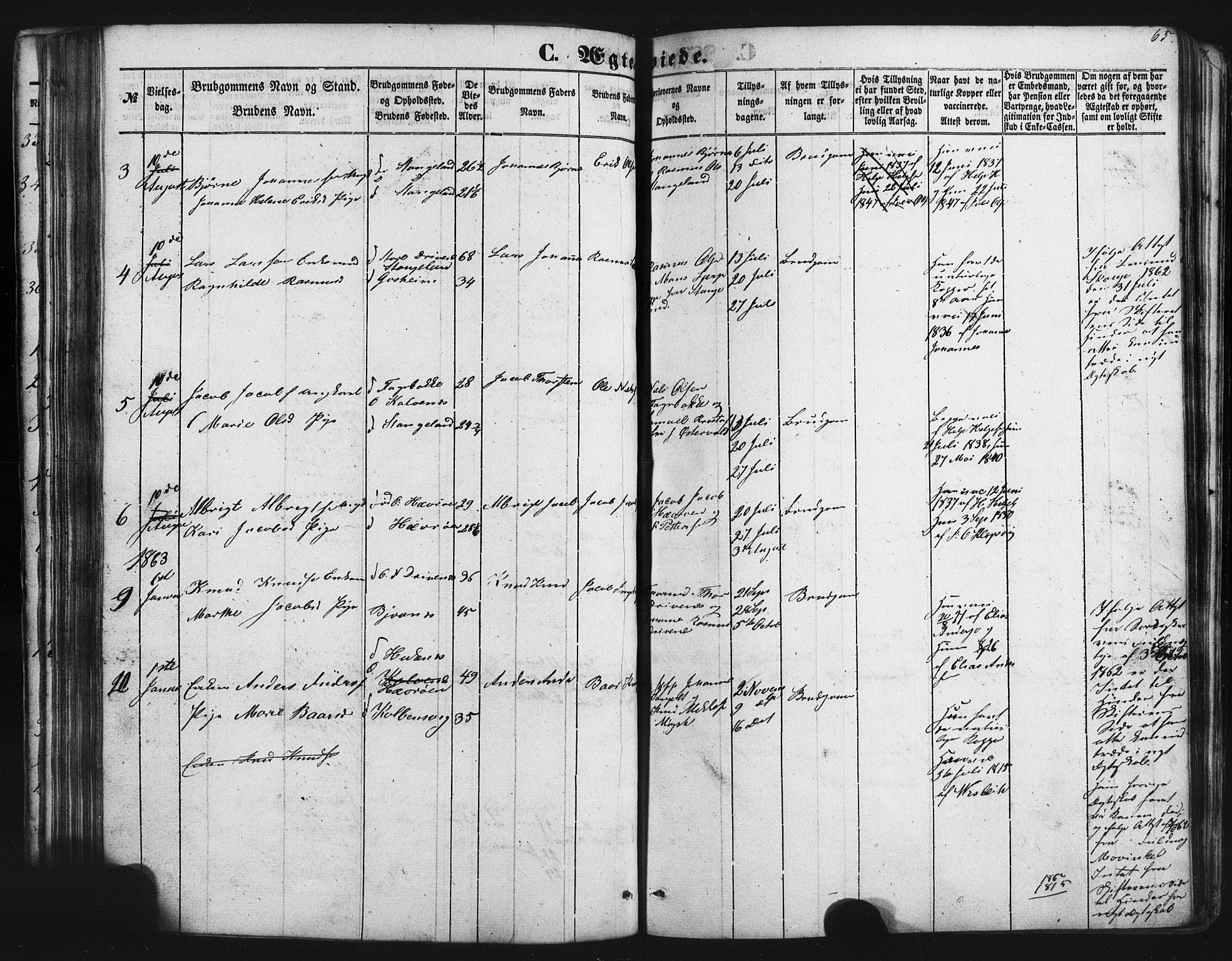 Austevoll sokneprestembete, AV/SAB-A-74201/H/Ha/Hab/Habb/L0001: Klokkerbok nr. B 1, 1852-1864, s. 65