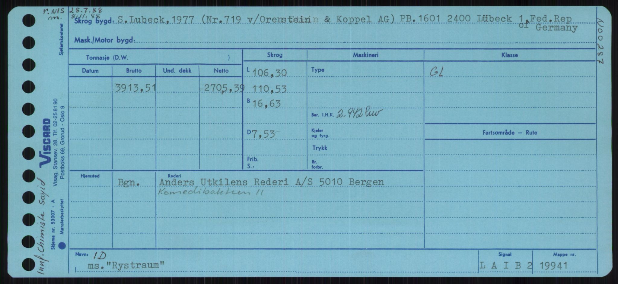 Sjøfartsdirektoratet med forløpere, Skipsmålingen, RA/S-1627/H/Ha/L0004/0002: Fartøy, Mas-R / Fartøy, Odin-R, s. 941