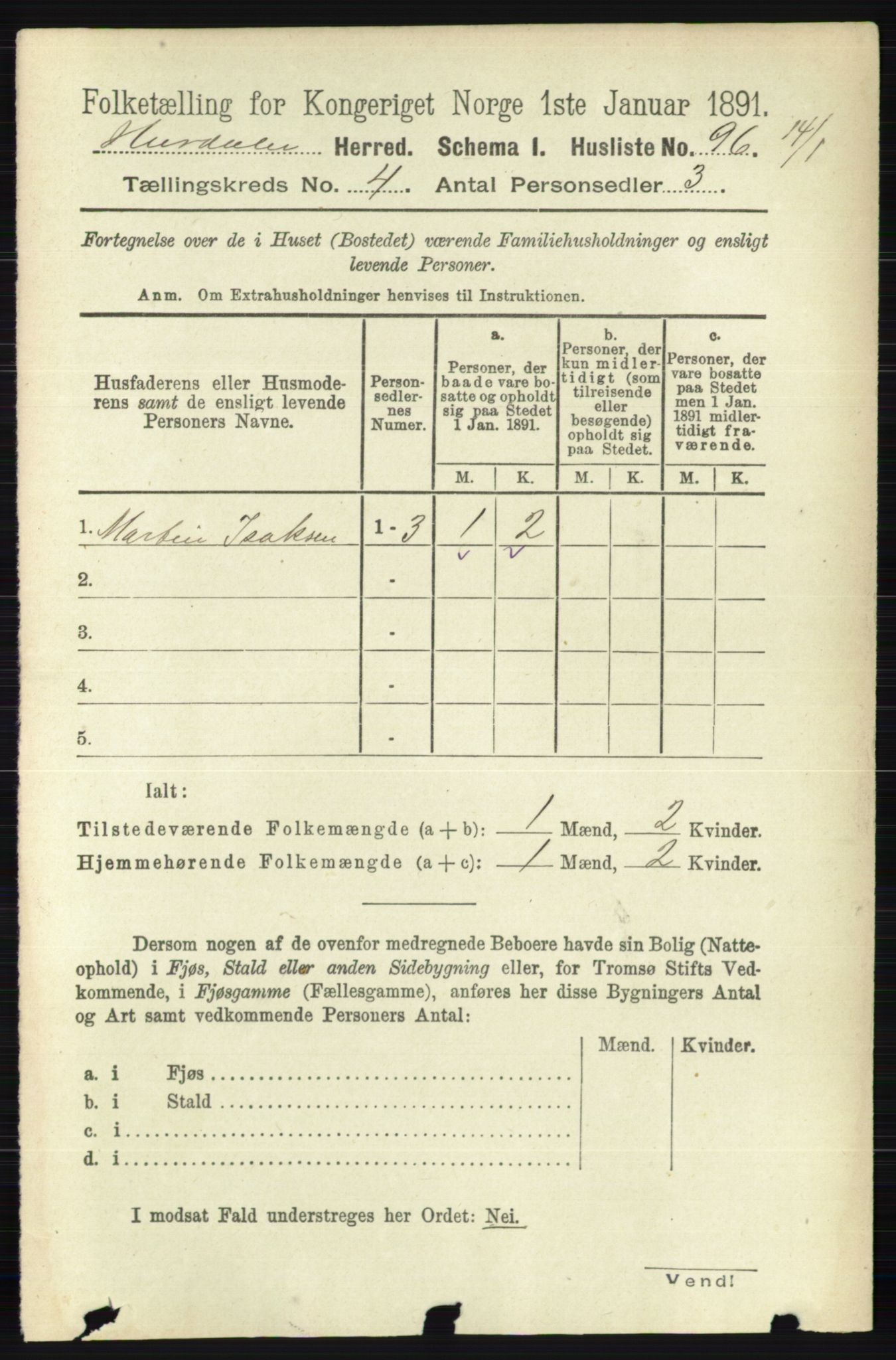 RA, Folketelling 1891 for 0239 Hurdal herred, 1891, s. 1425