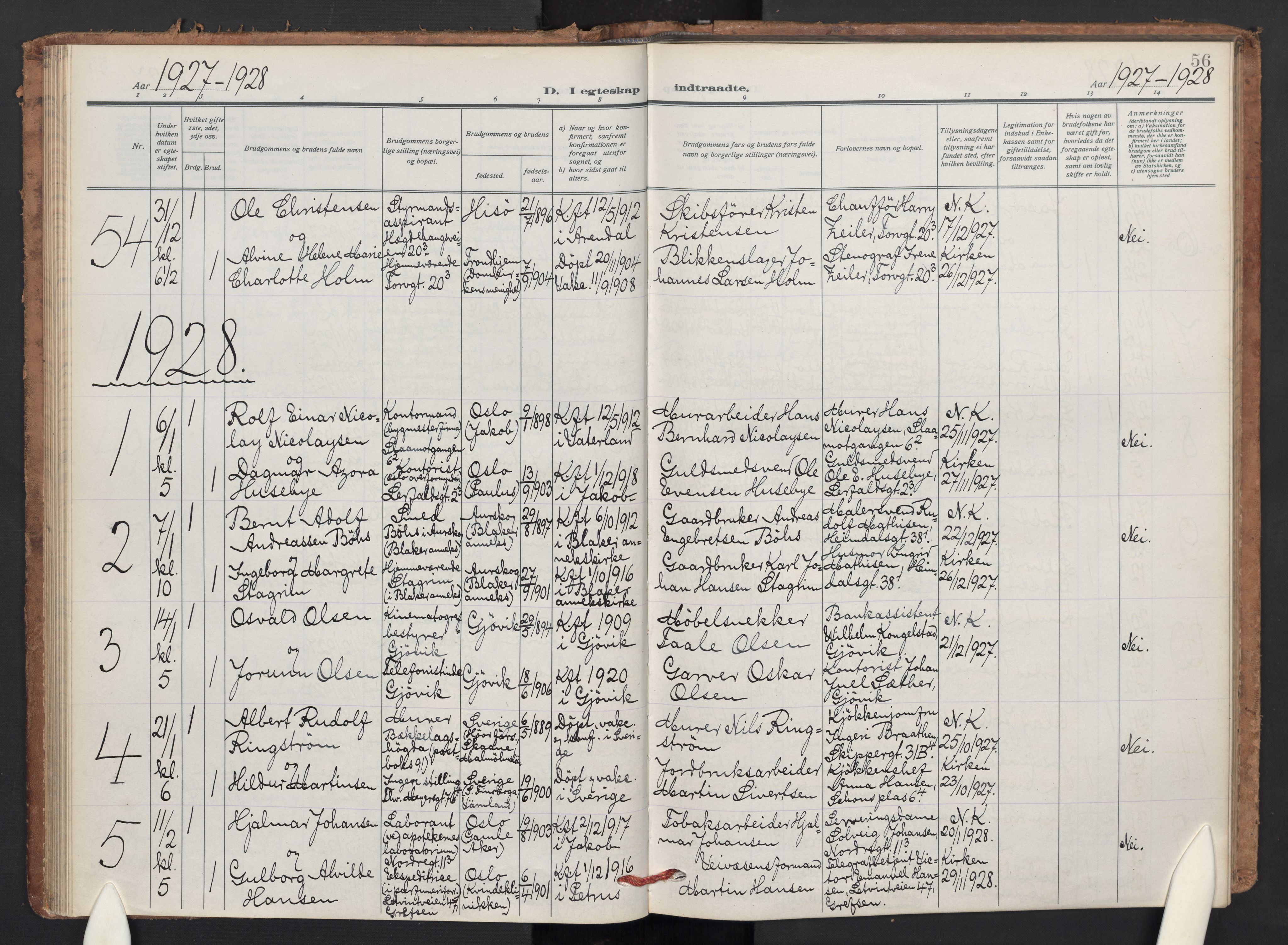 Jakob prestekontor Kirkebøker, AV/SAO-A-10850/F/Fa/L0018: Ministerialbok nr. 18, 1923-1936, s. 56