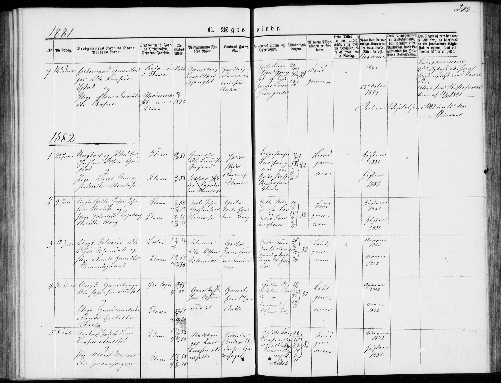 Ministerialprotokoller, klokkerbøker og fødselsregistre - Møre og Romsdal, SAT/A-1454/557/L0681: Ministerialbok nr. 557A03, 1869-1886, s. 312