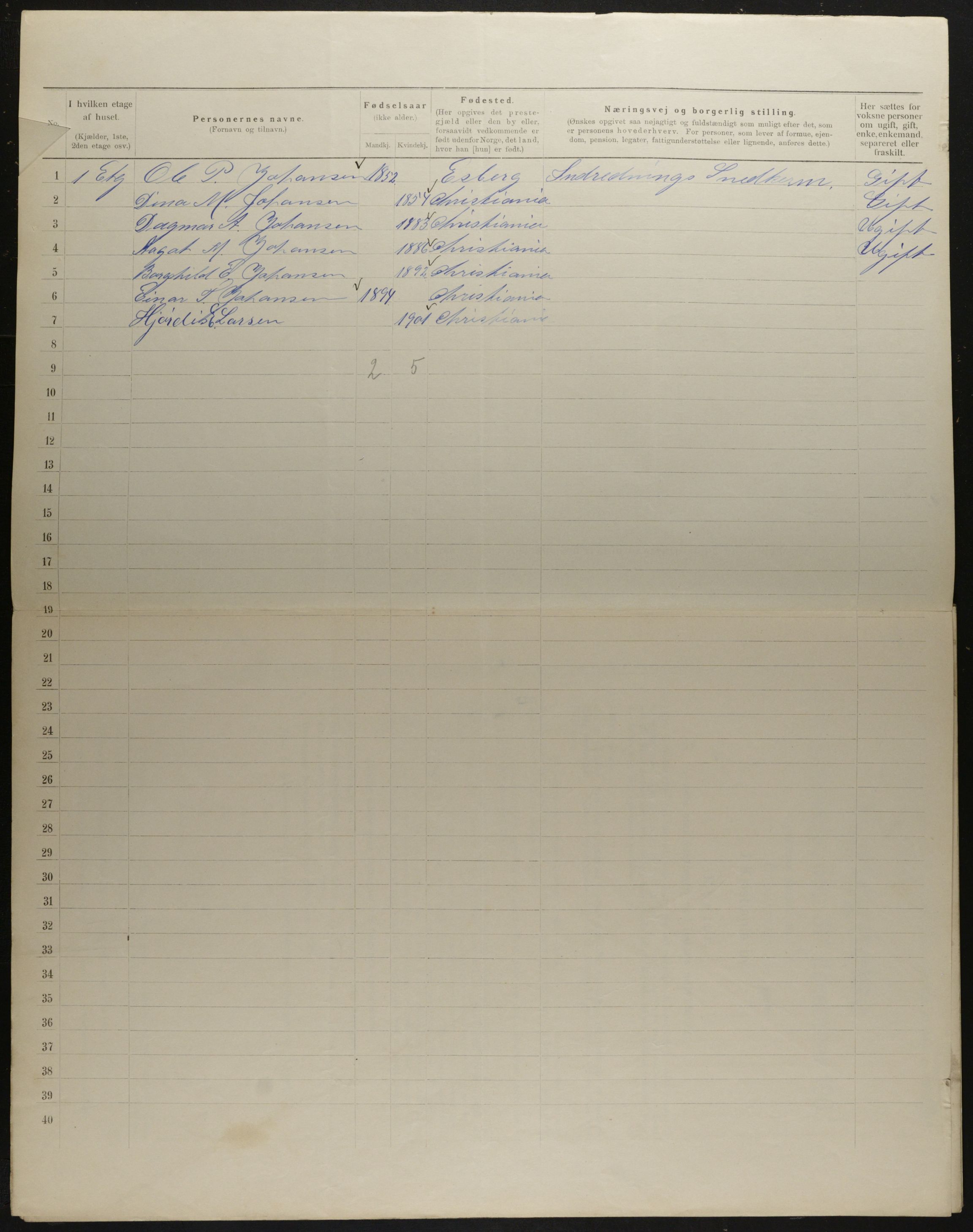 OBA, Kommunal folketelling 31.12.1901 for Kristiania kjøpstad, 1901, s. 3543