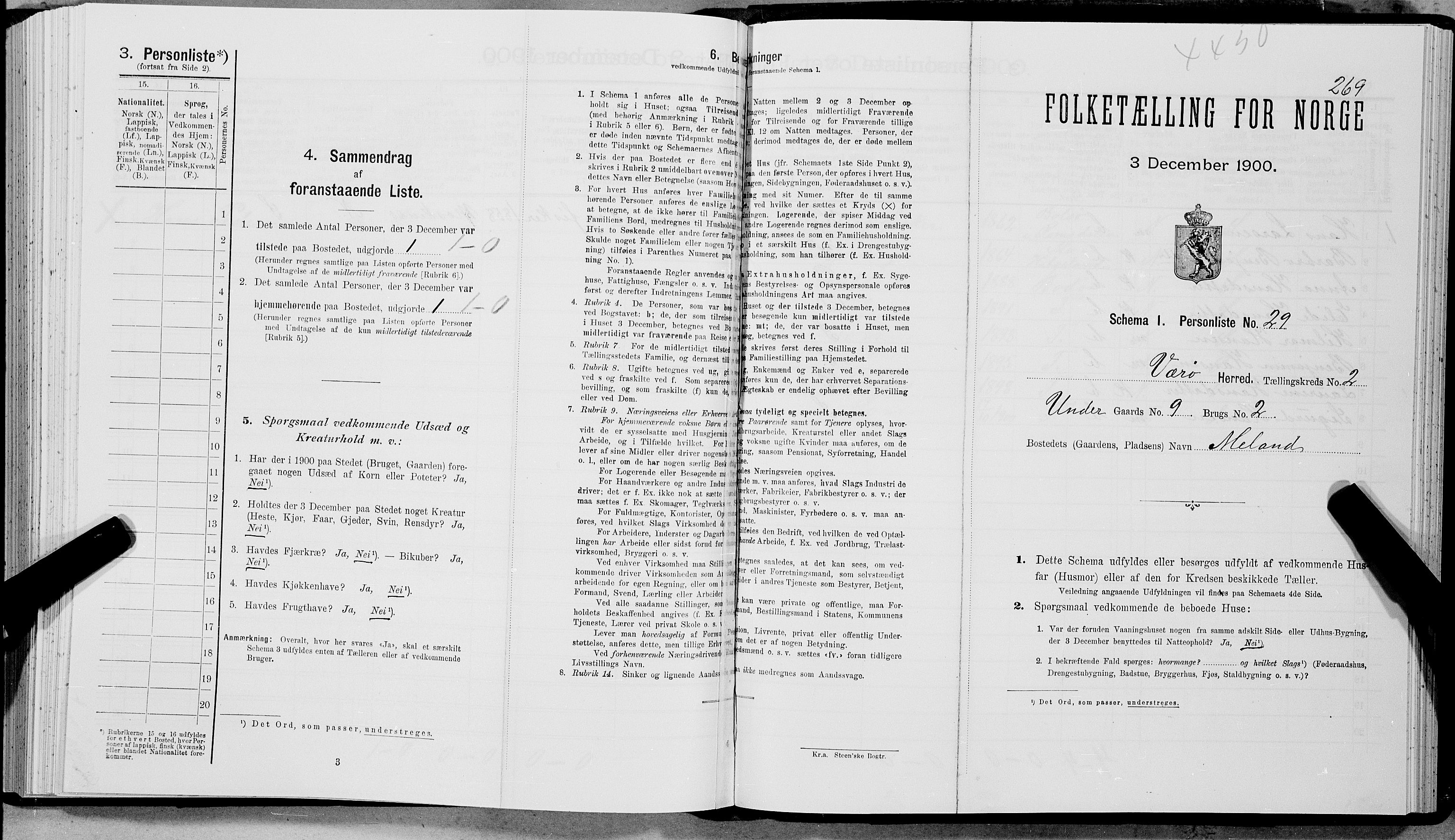 SAT, Folketelling 1900 for 1857 Værøy herred, 1900, s. 279