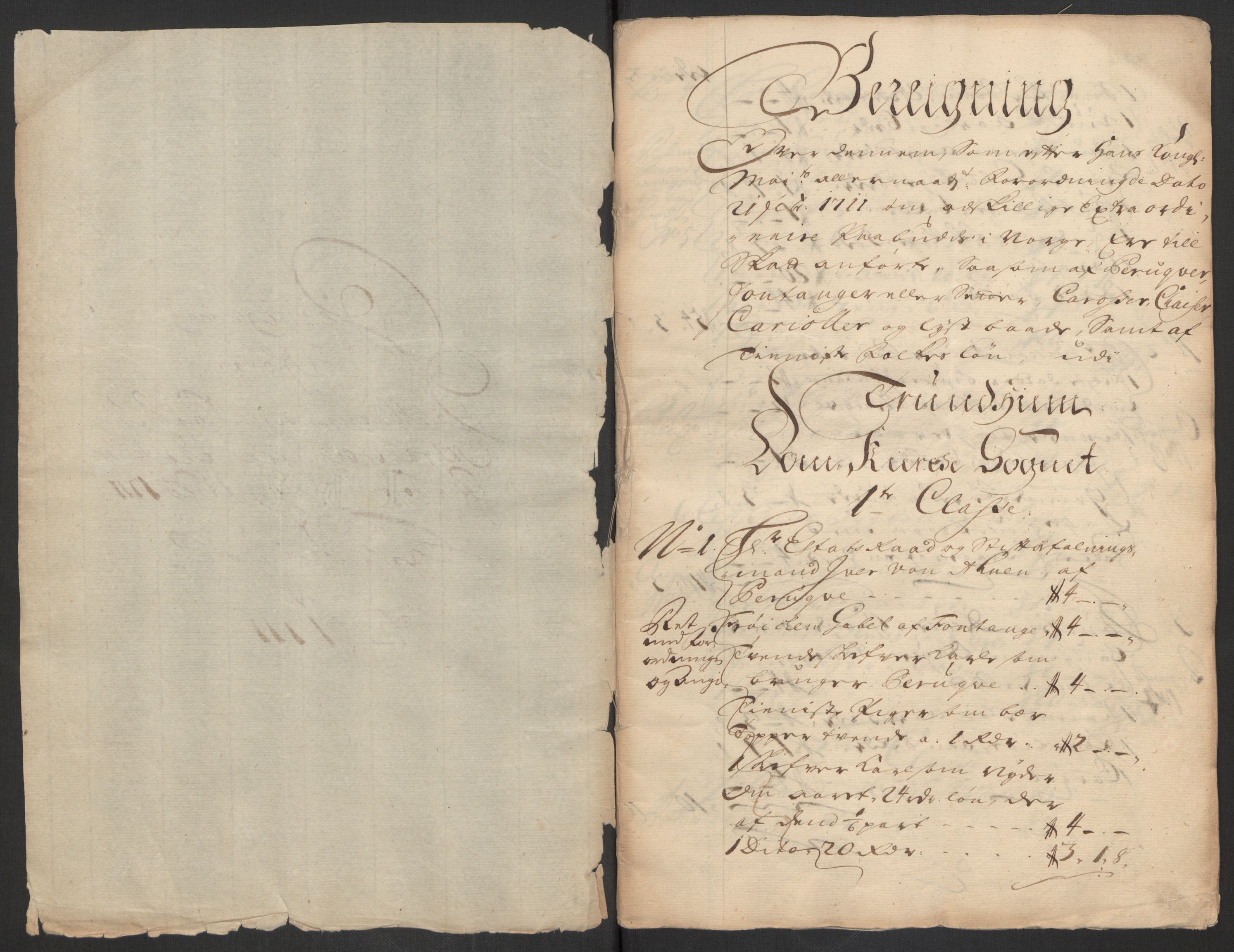Rentekammeret inntil 1814, Reviderte regnskaper, Byregnskaper, AV/RA-EA-4066/R/Rs/L0507: [S3] Kontribusjonsregnskap, 1699-1711, s. 465