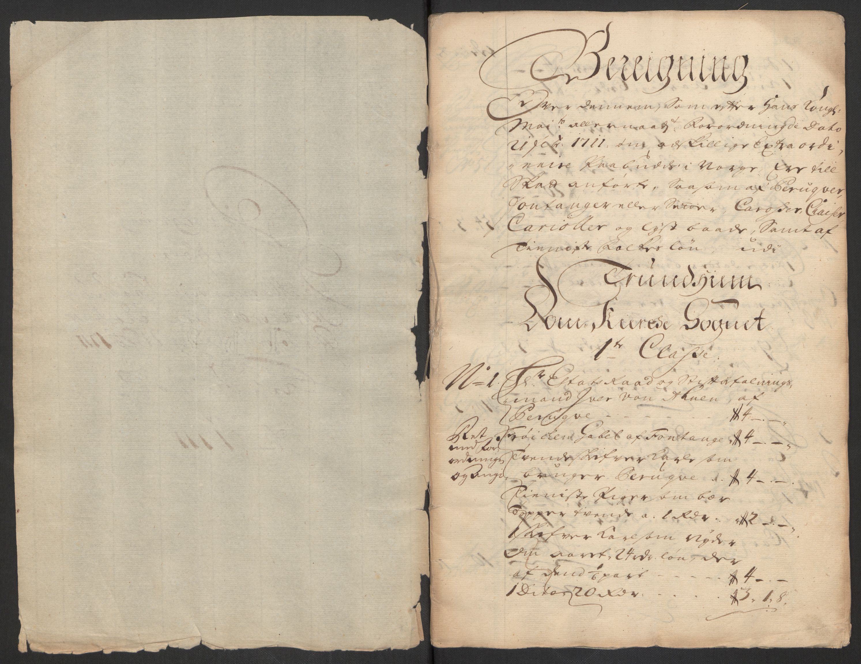 Rentekammeret inntil 1814, Reviderte regnskaper, Byregnskaper, RA/EA-4066/R/Rs/L0507: [S3] Kontribusjonsregnskap, 1699-1711, s. 465