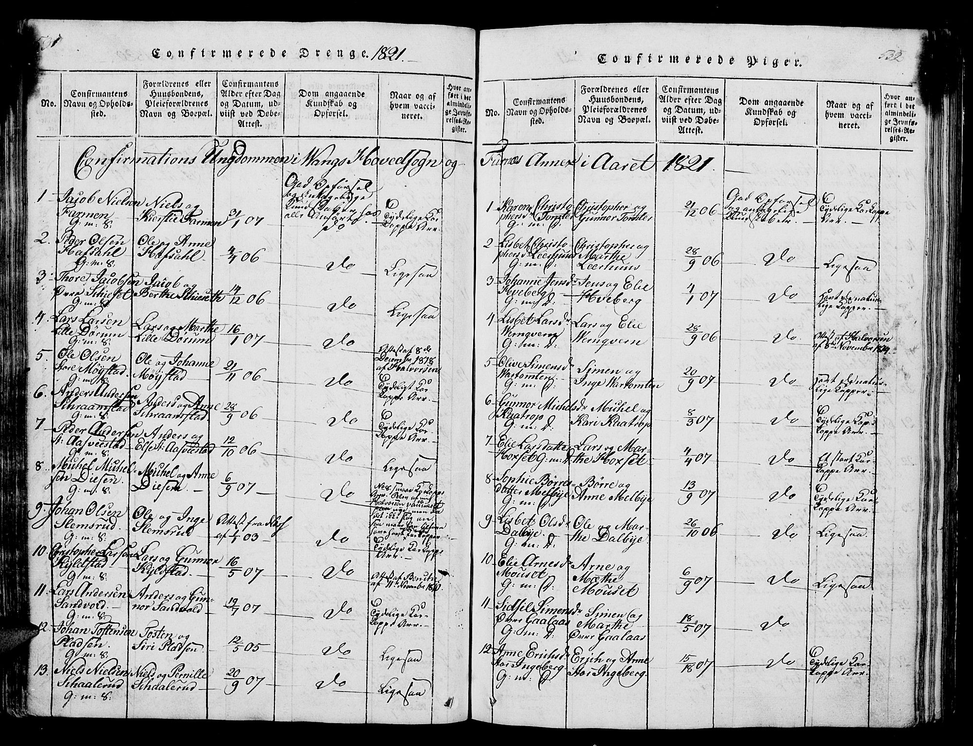 Vang prestekontor, Hedmark, AV/SAH-PREST-008/H/Ha/Hab/L0004: Klokkerbok nr. 4, 1813-1827, s. 531-532