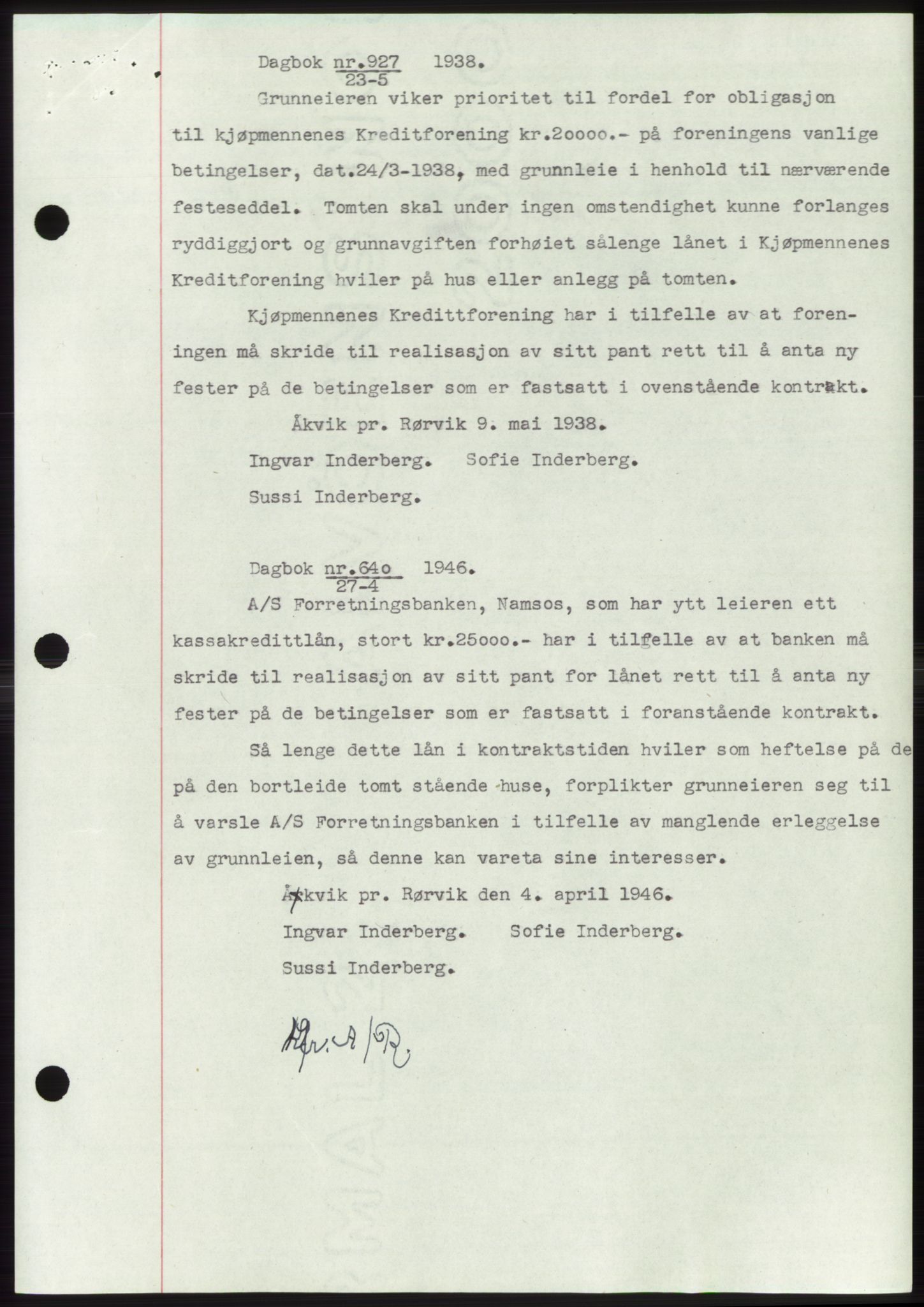 Namdal sorenskriveri, SAT/A-4133/1/2/2C: Pantebok nr. -, 1937-1939, Tingl.dato: 23.05.1938